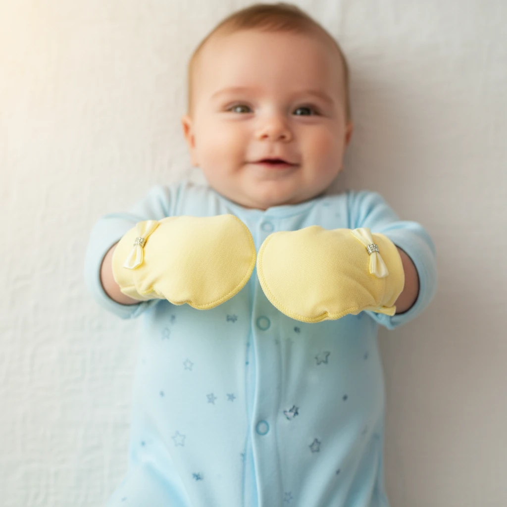 Fiyonklu Pamuk Bebek Eldiveni