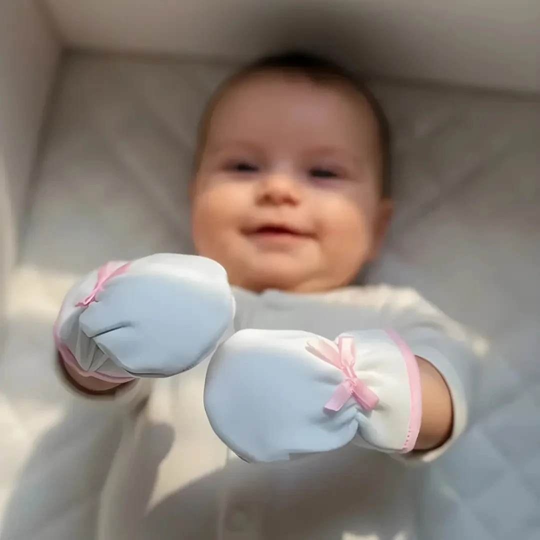 Fiyonklu Pamuk Bebek Eldiveni