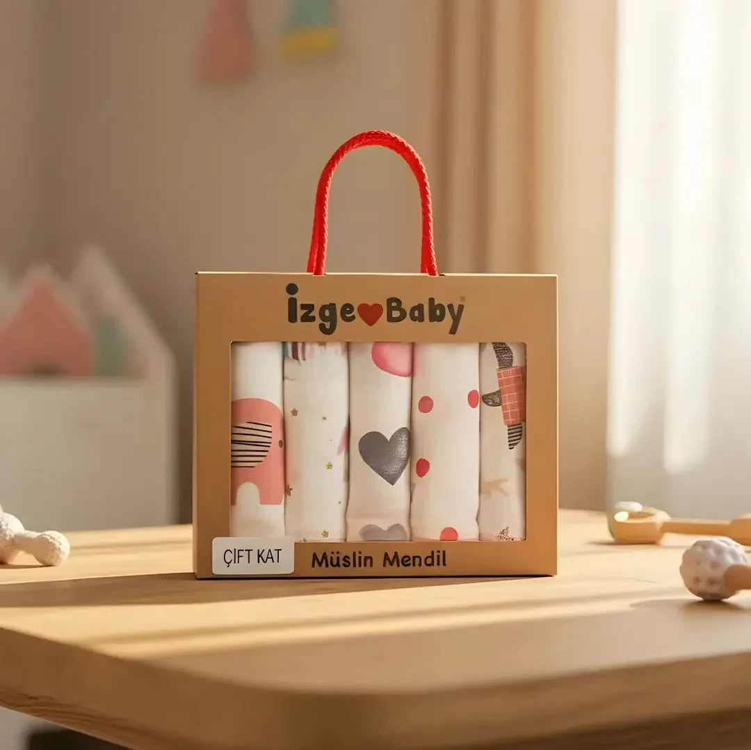 Desenli Müslin Bebek Mendili