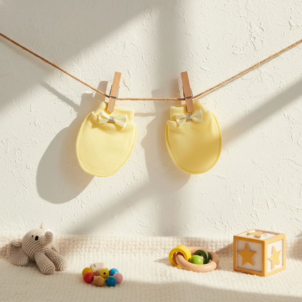 Fiyonklu Pamuk Bebek Eldiveni