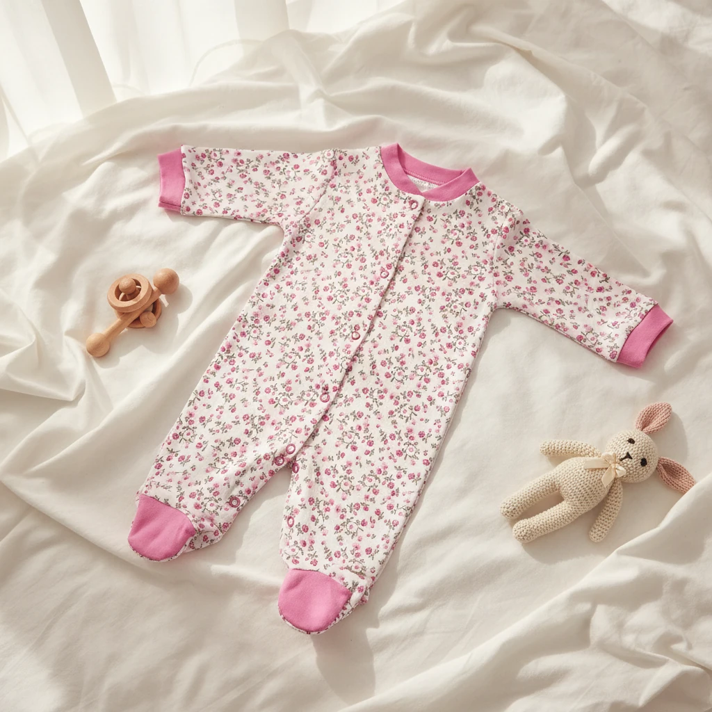 Organik Pamuk Bebek Tulum - Pembe