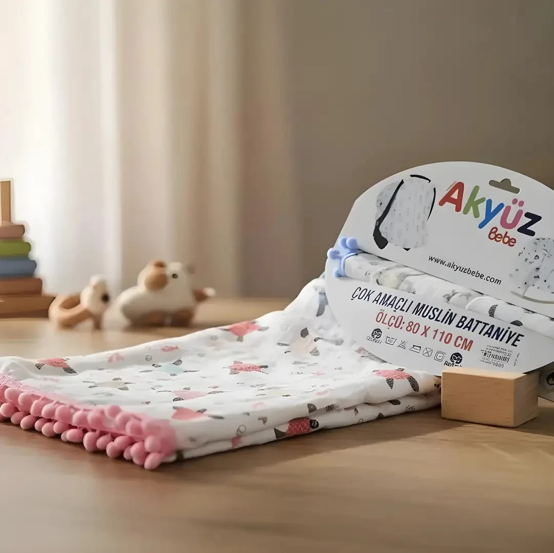 Kaplumbağalı Müslin Bebek Örtüsü