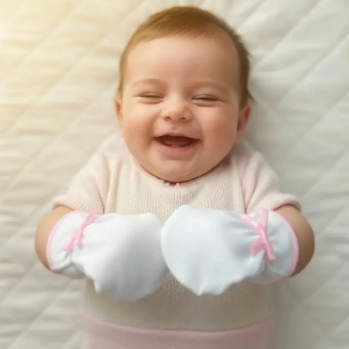 Fiyonklu Pamuk Bebek Eldiveni