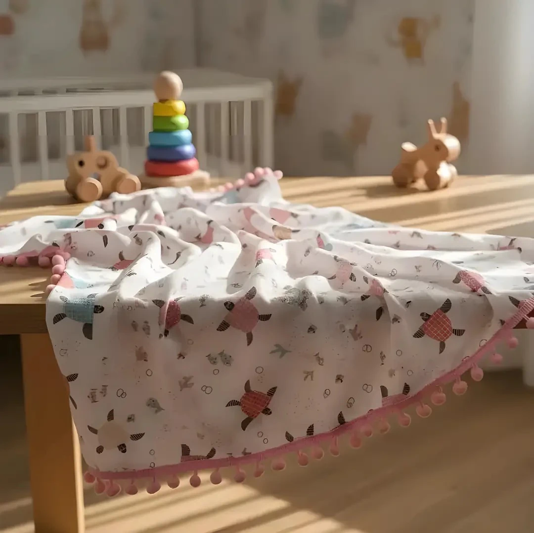Kaplumbağalı Müslin Bebek Örtüsü