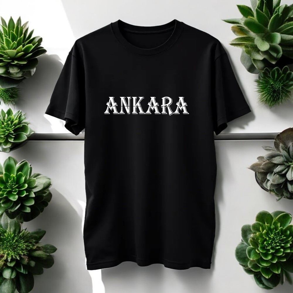 Ankara Tasarımlı Gizli Mesaj Bisiklet Yaka Tişört 