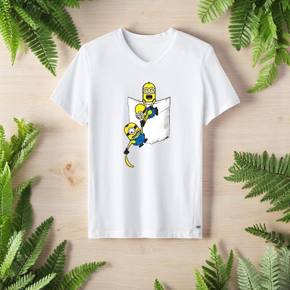 Minionlar Tasarımlı V Yaka Tişört