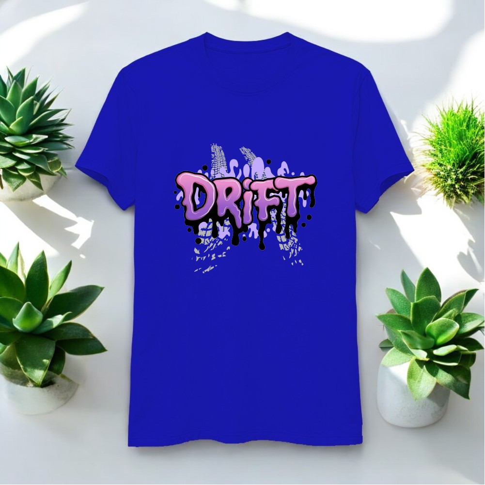 Drift Tasarımlı Bisiklet Yaka Tişört - Lacivert