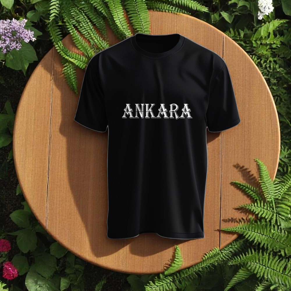 Ankara Tasarımlı Gizli Mesaj Bisiklet Yaka Tişört 