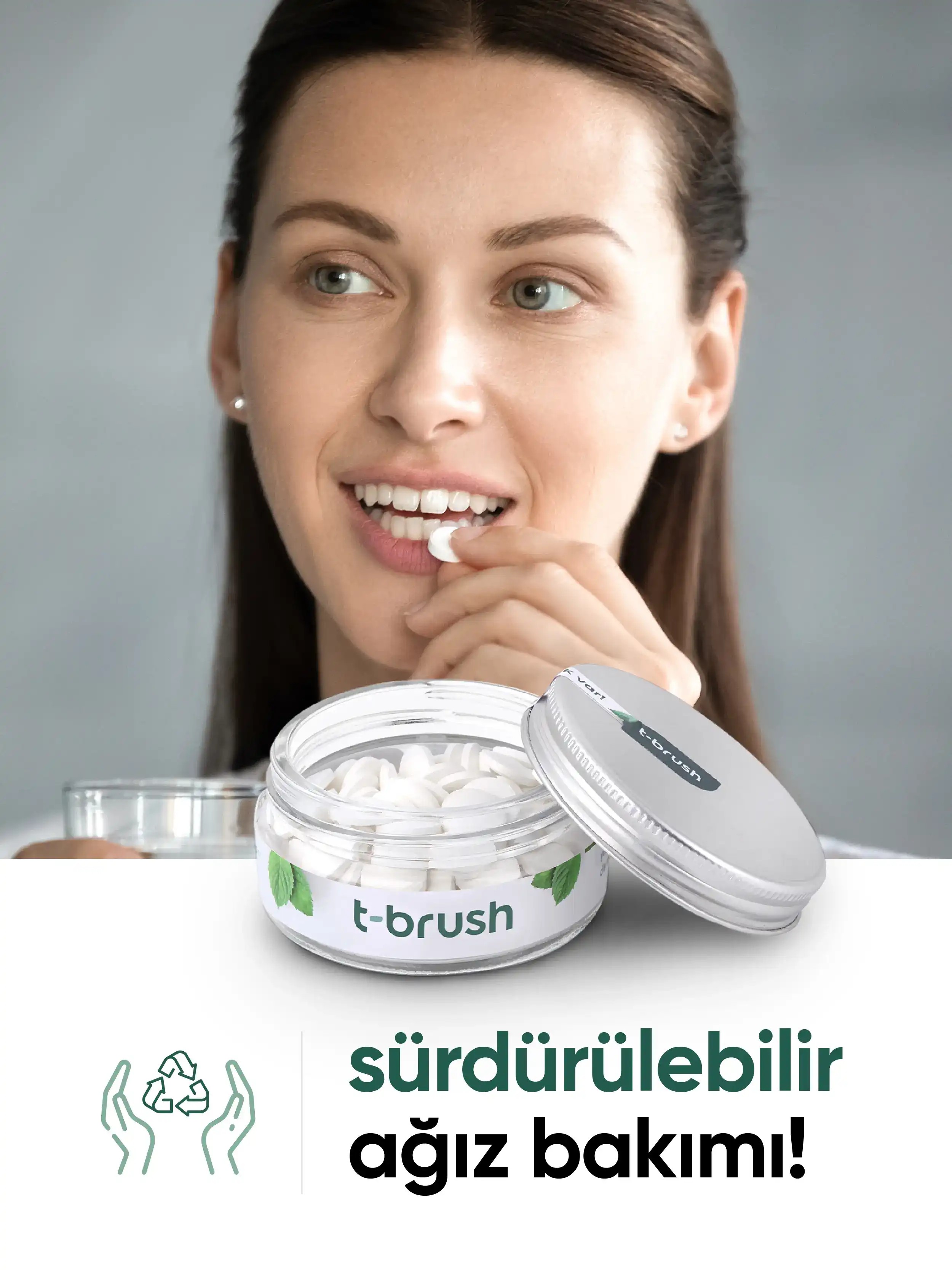 T-Brush Nane Aromalı Diş Macunu Tableti-Florürsüz.