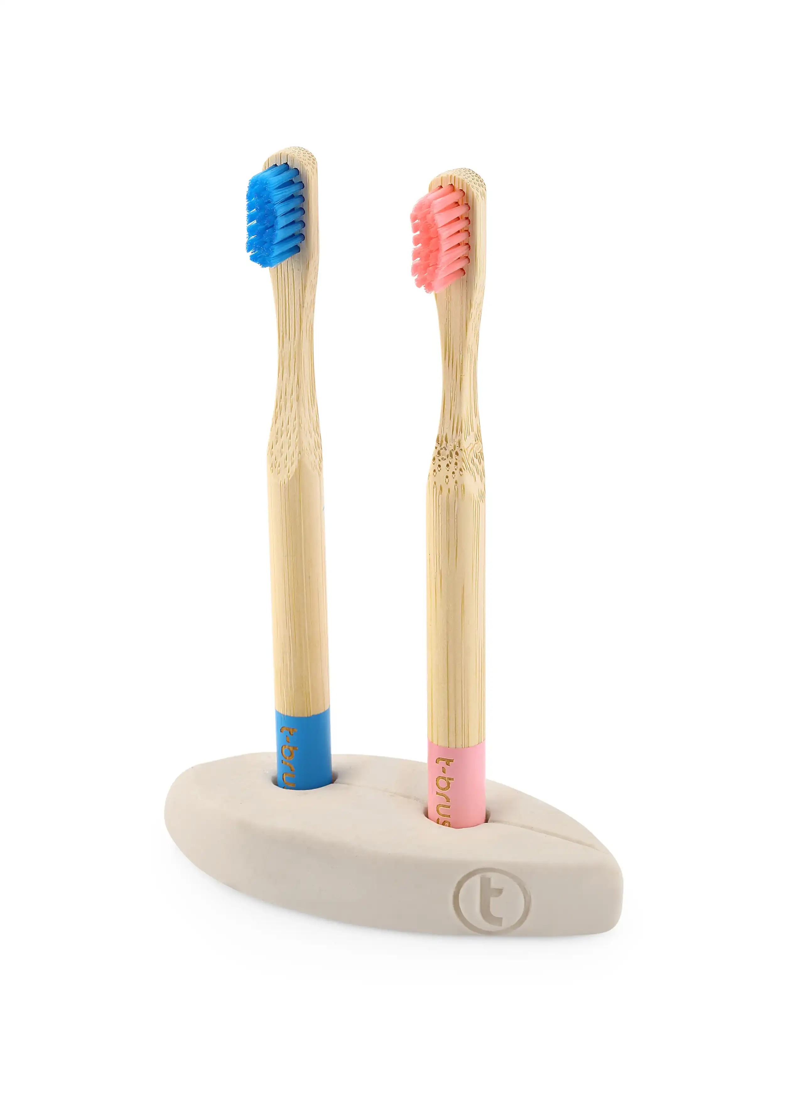 T-Brush - Dekoratif Modern ikili Yaprak Desenli Diş Fırçası Standı