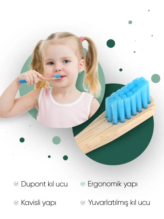 T-Brush - Bambu Çocuk Diş Fırçası-Mavi ve Çocuk Diş Fırçası Kutusu / Metalik Gri