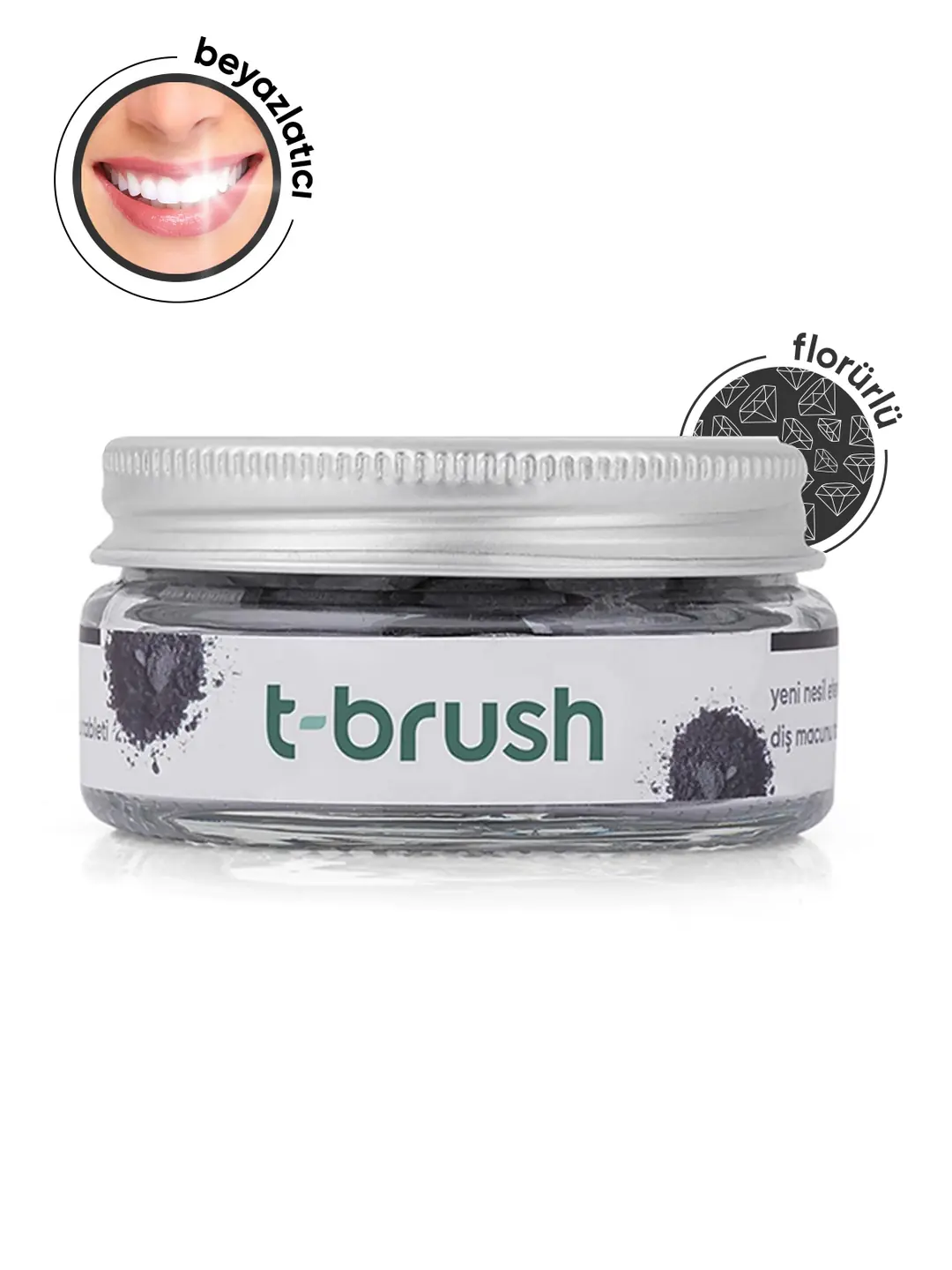 T-Brush Activated Charcoal Diş Macunu Tableti-Florürlü.