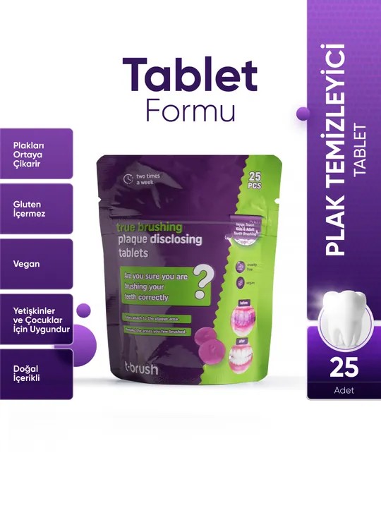 T-Brush - Plak Tespit Edici Tablet - 25 Tablet - 10'lu Paket