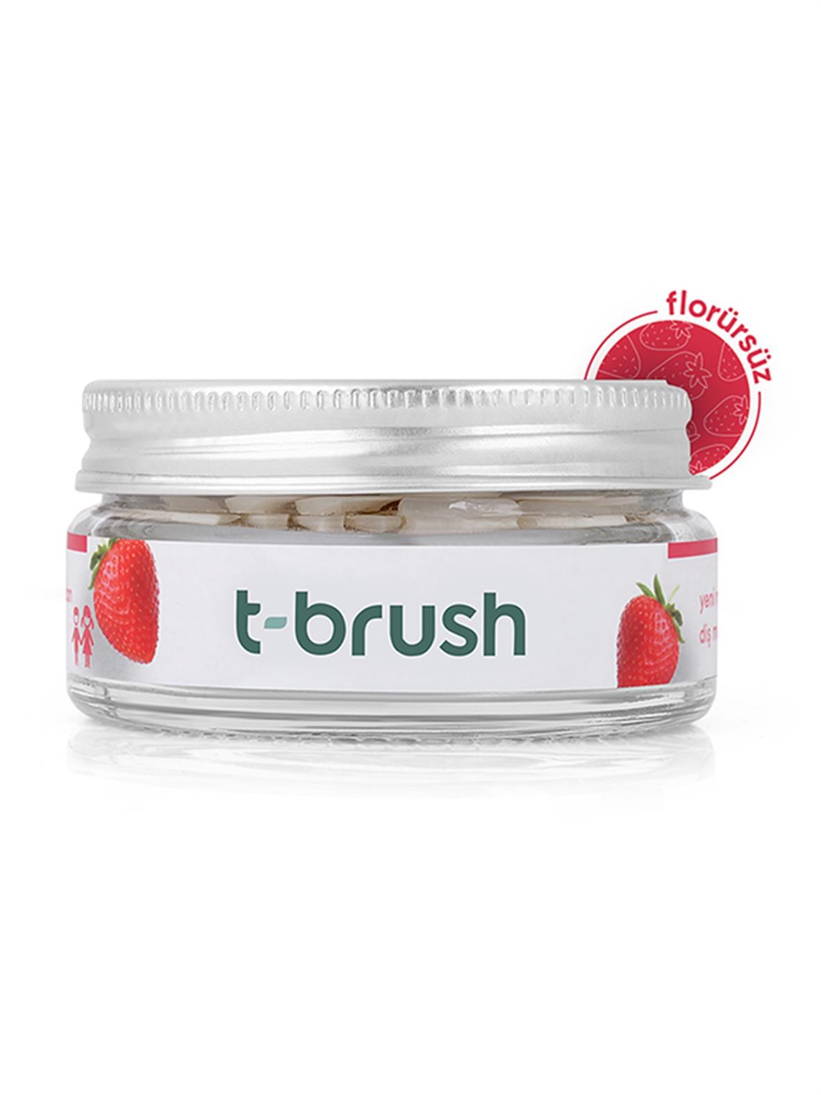 T-Brush Çilek Aromalı Diş Macunu Tableti-Florürsüz.