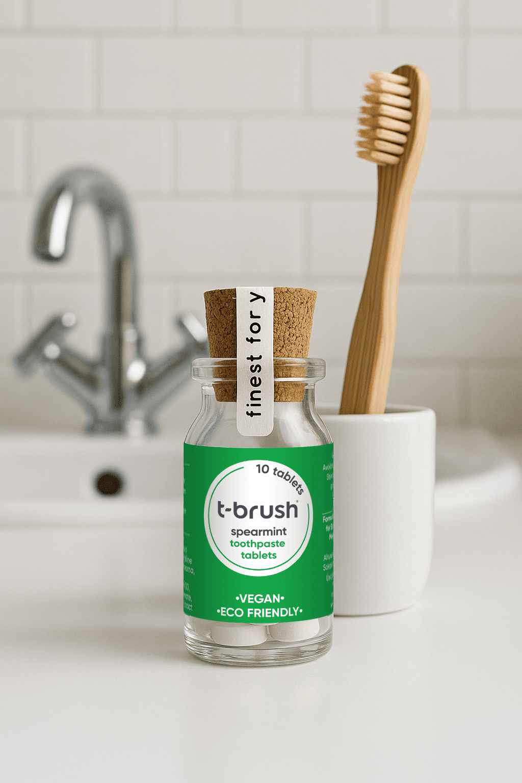 T-Brush Florürsüz Diş Macunu Tableti – Nane Aromalı | 10’lu Flakon