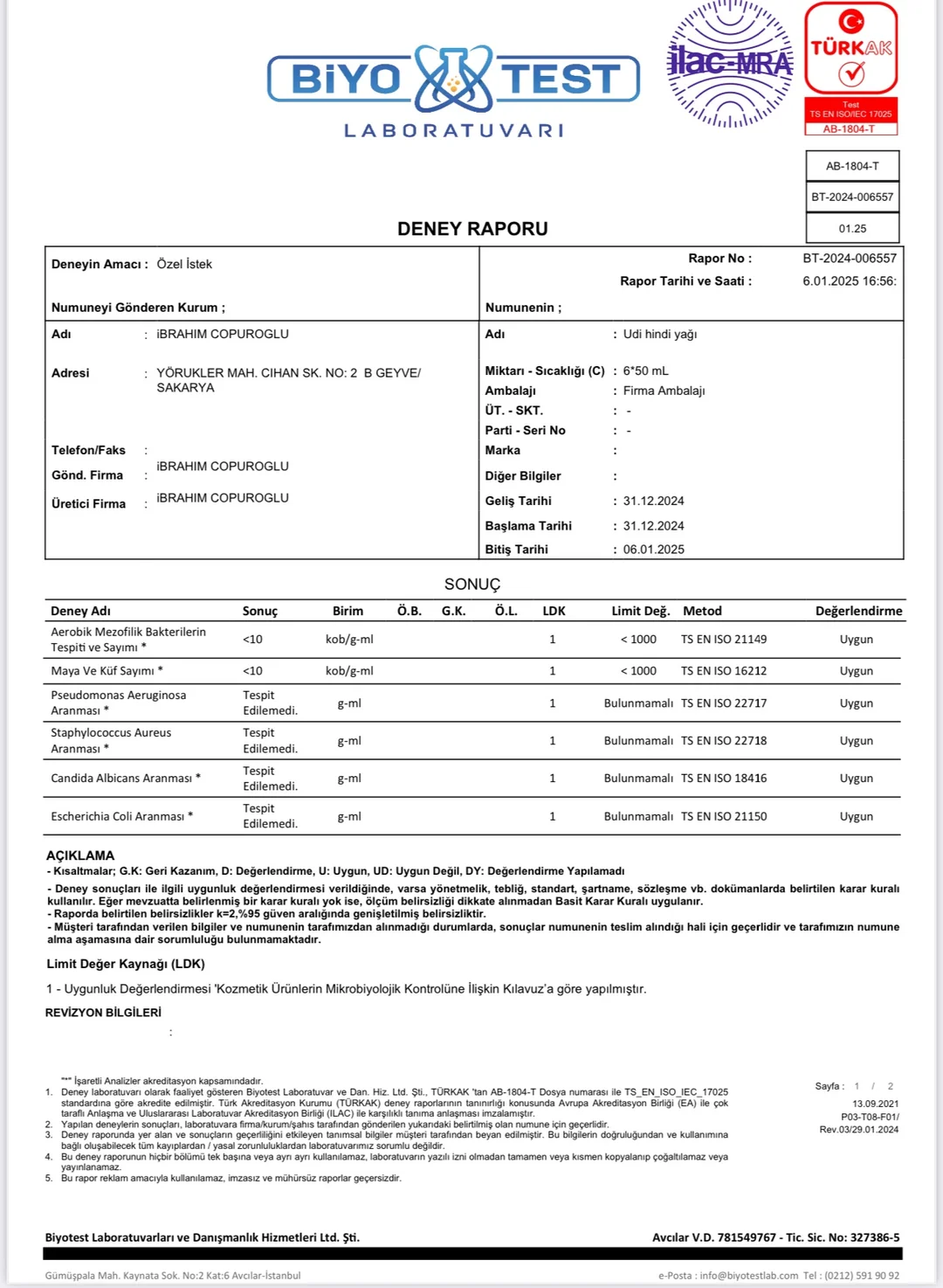 Udi Hindi Yağı 250 ml