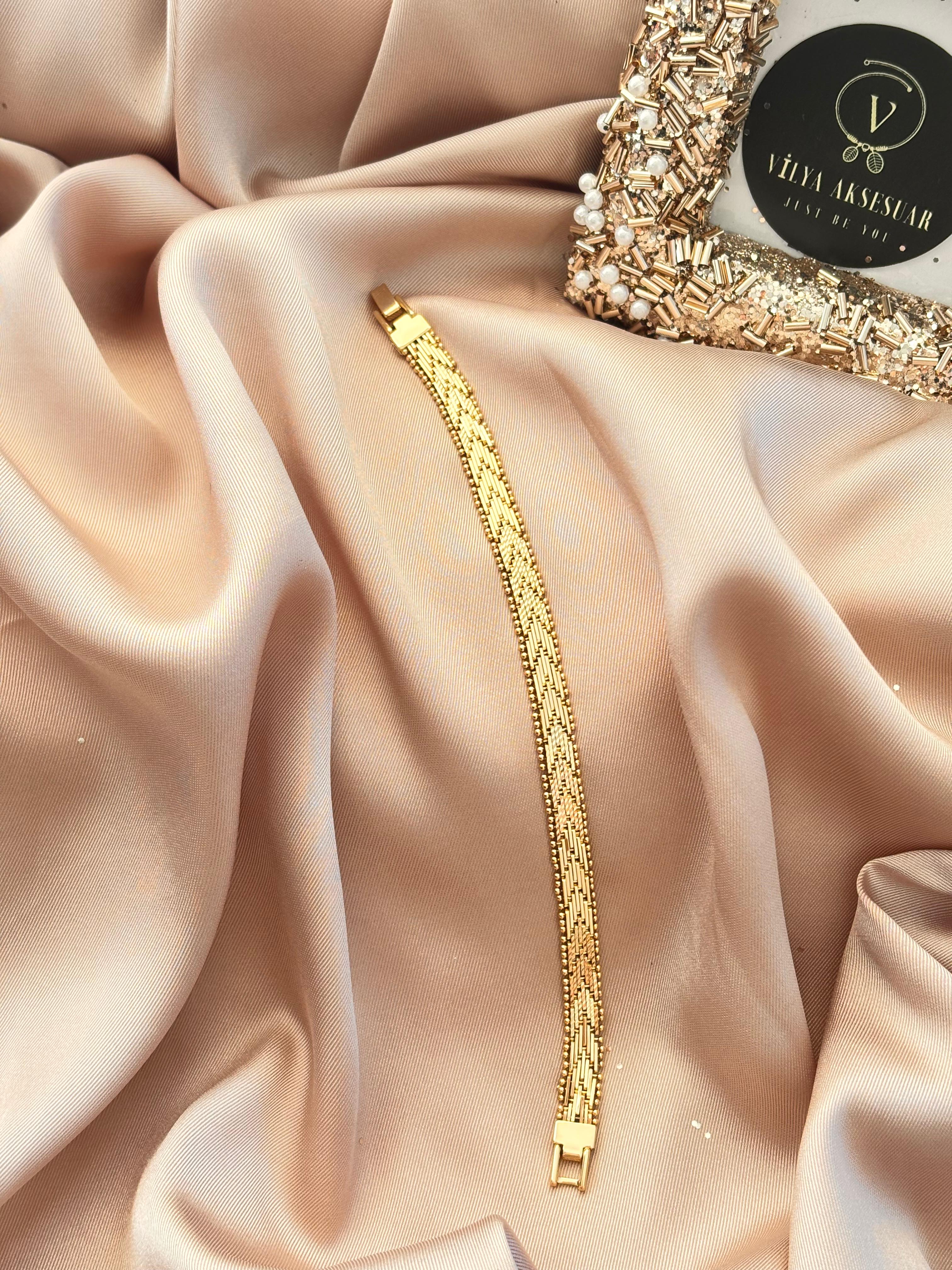 Altın Sarısı Çelik Hasır Bileklik