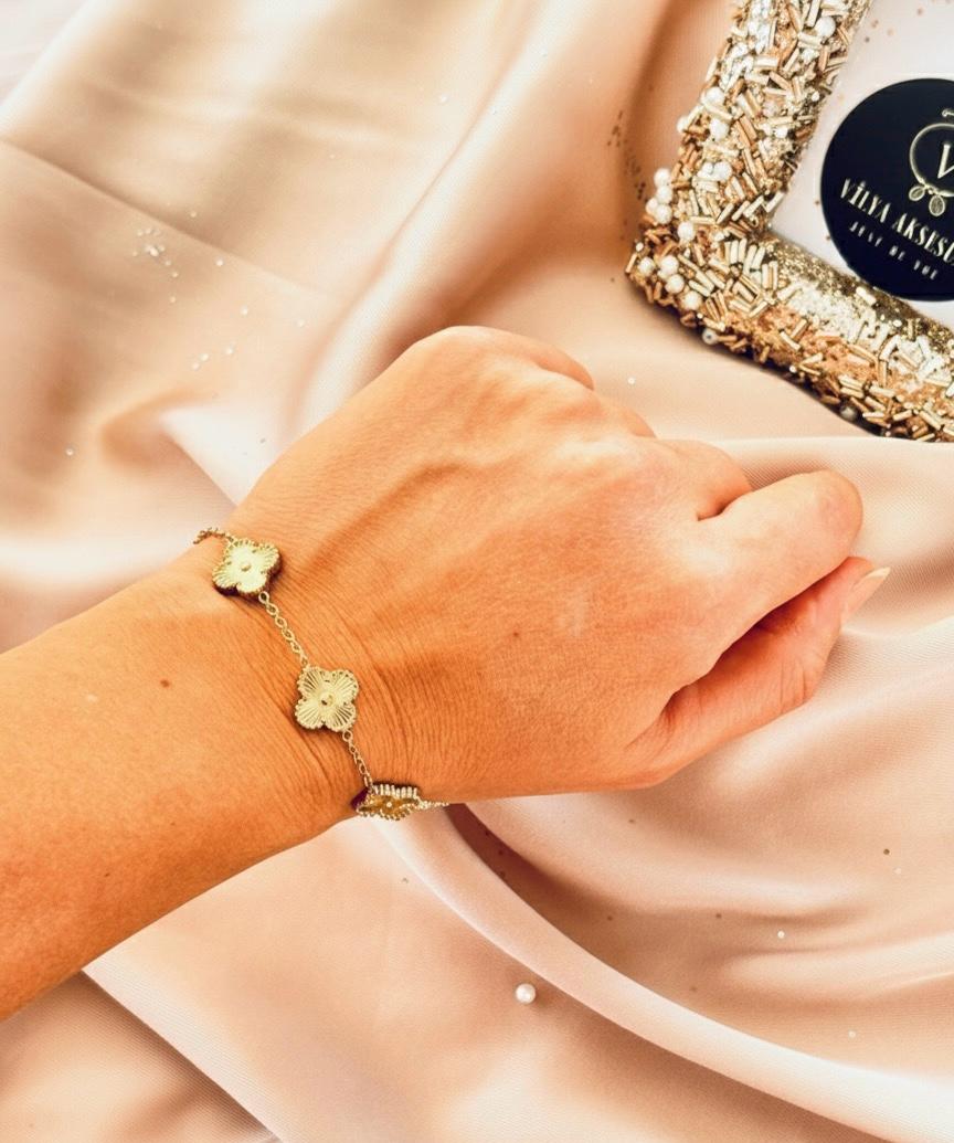 Altın Yonca Hasır Bileklik