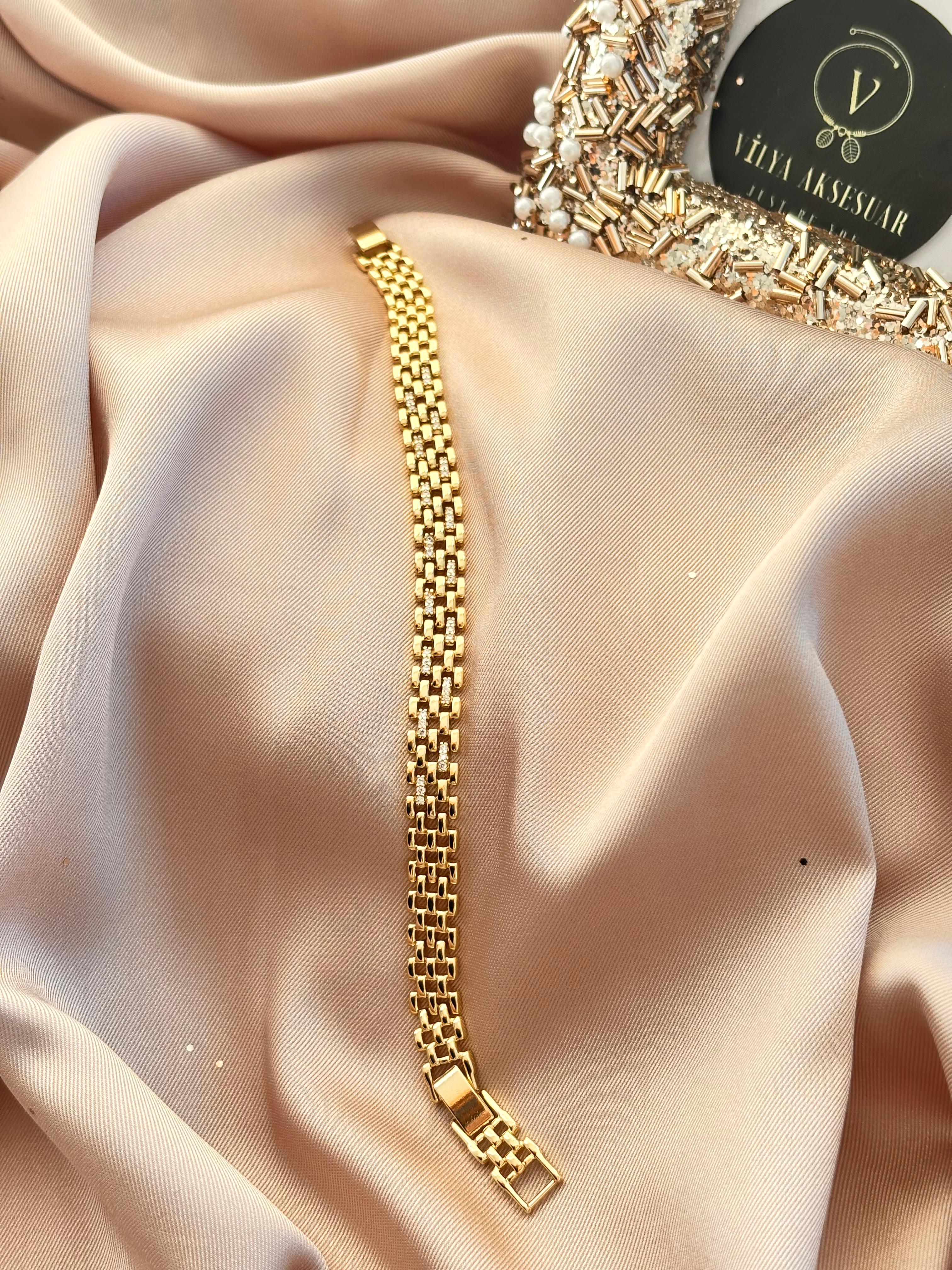 Altın Sarısı Çelik Kalın Bileklik