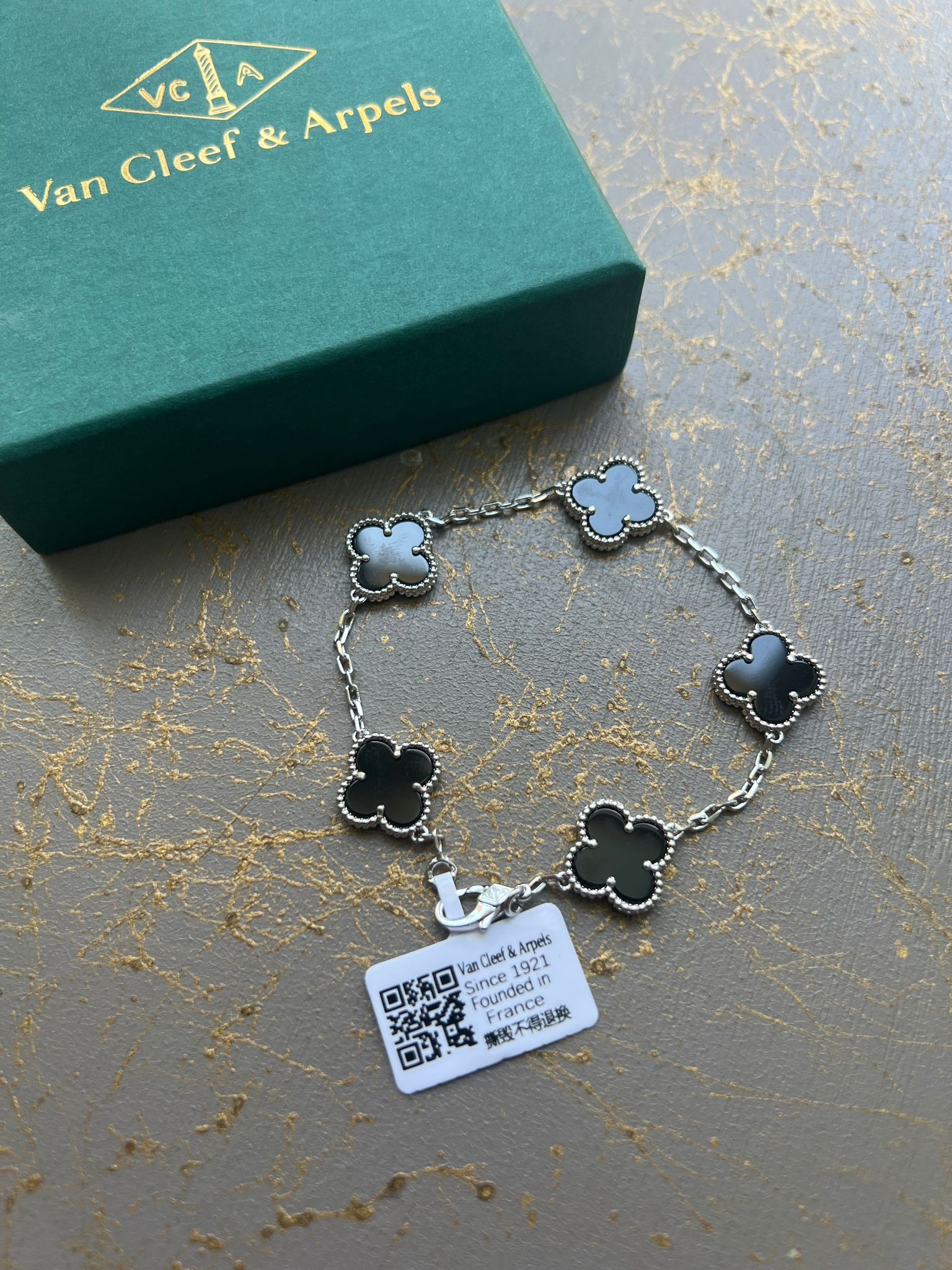 Van Cleef & Arpels All Silver Black  Bileklik