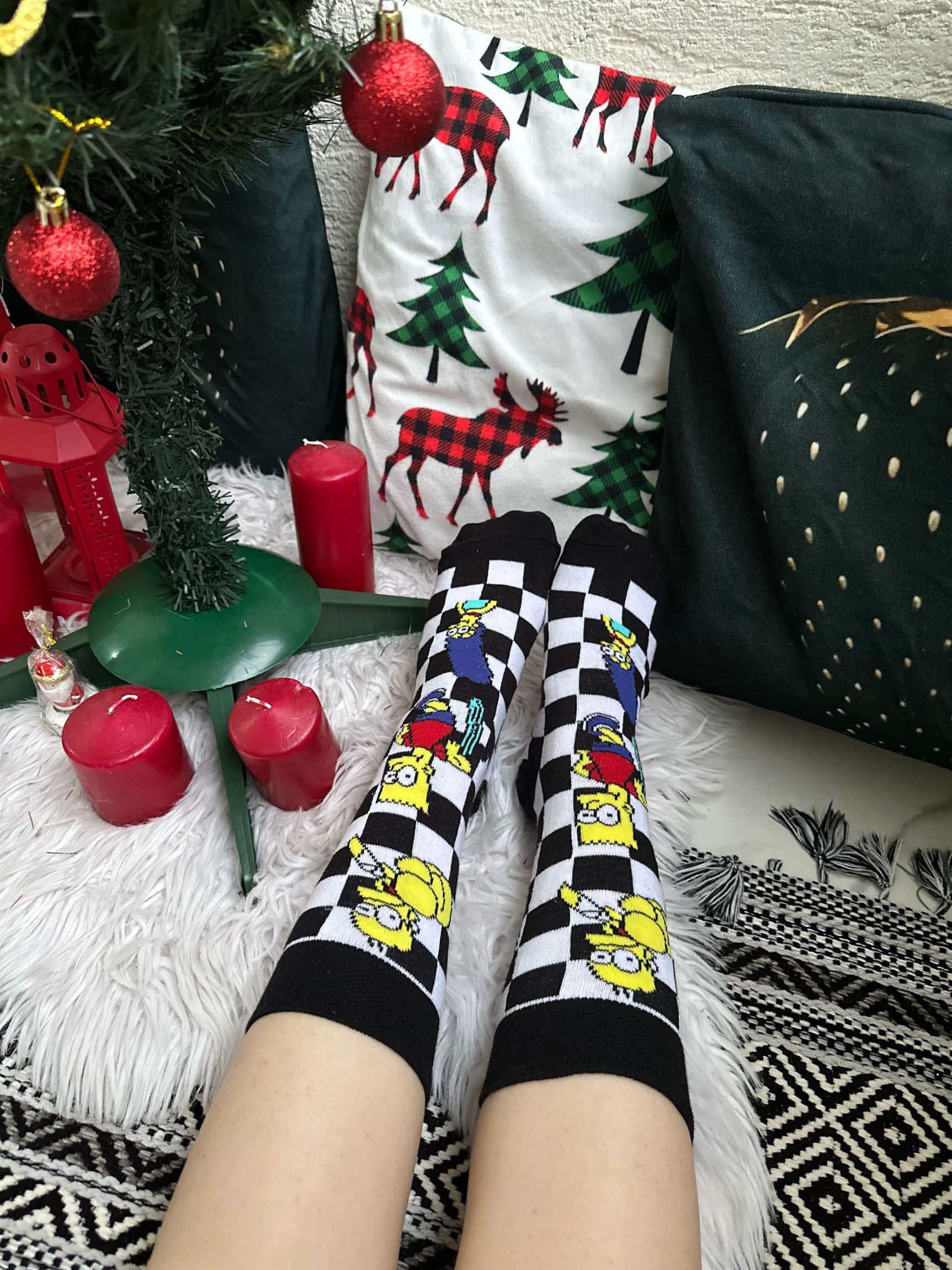 Siyah Kareli Simpsonlar Çorabı