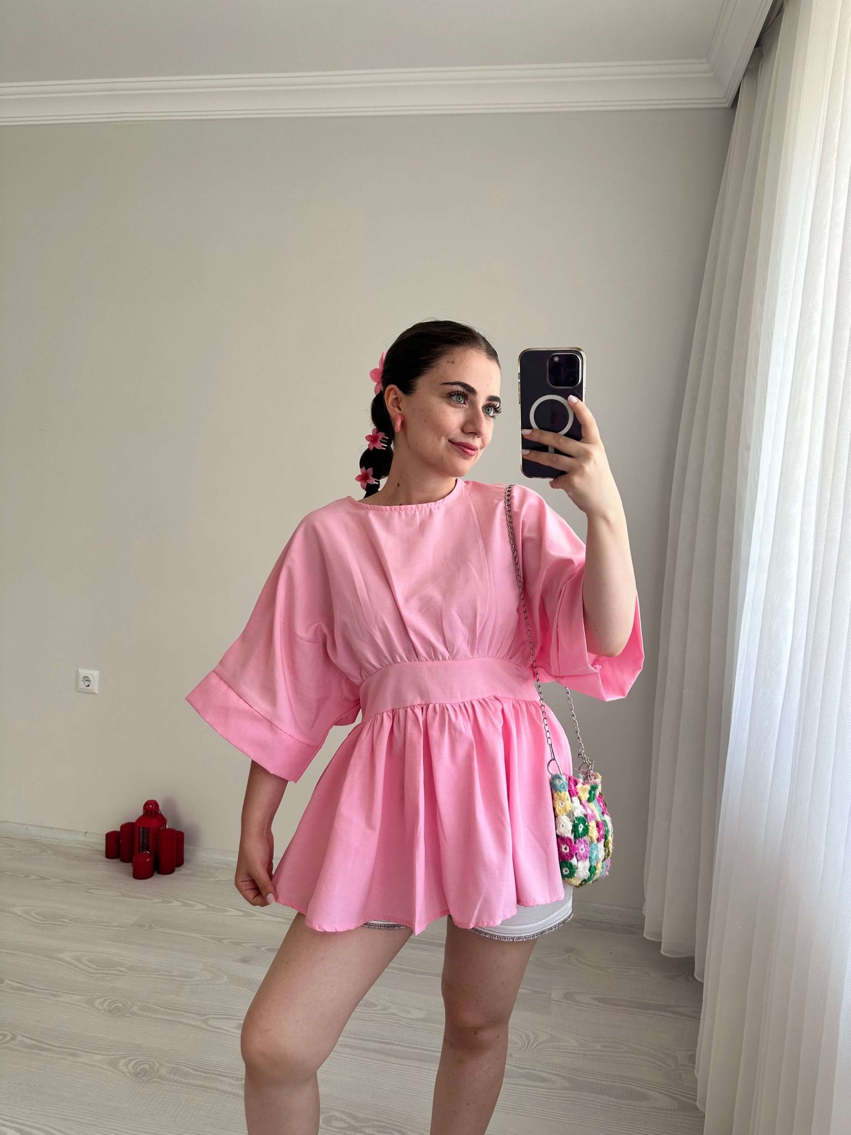 Poplin Kumaş Bluz - Pembe