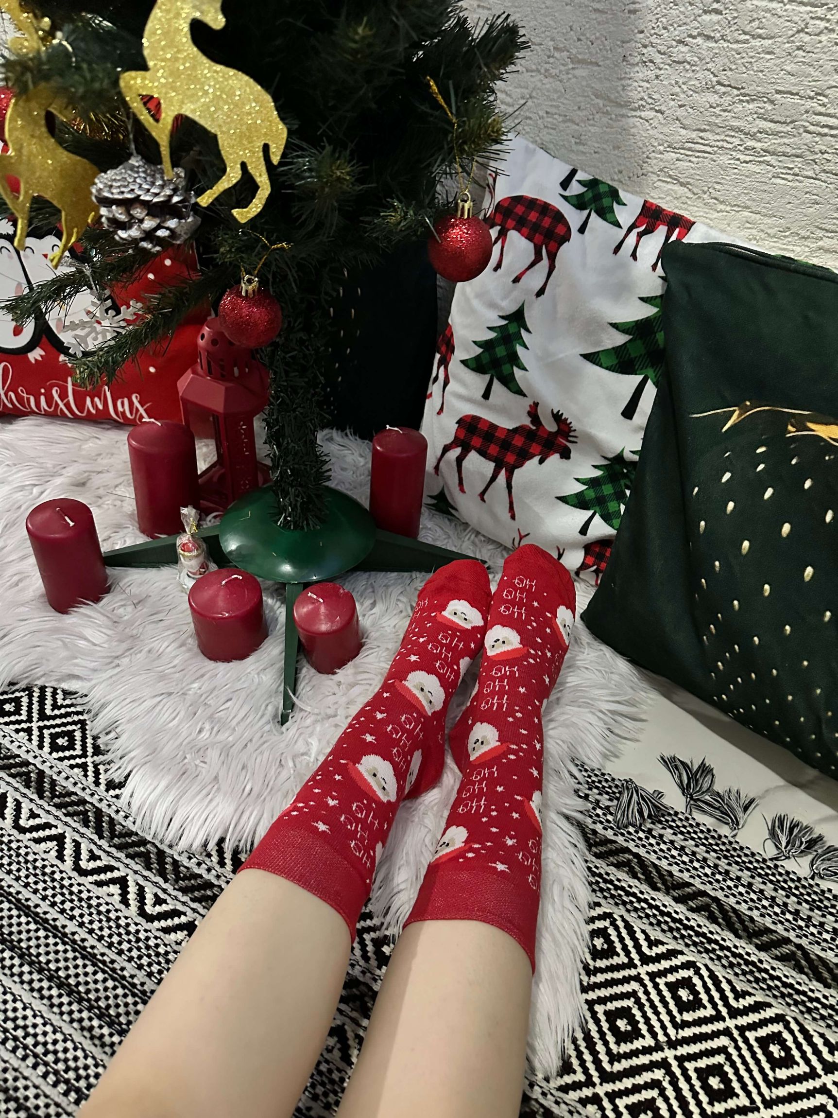 Kırmızı " Ho Ho Ho" Noel Çorabı