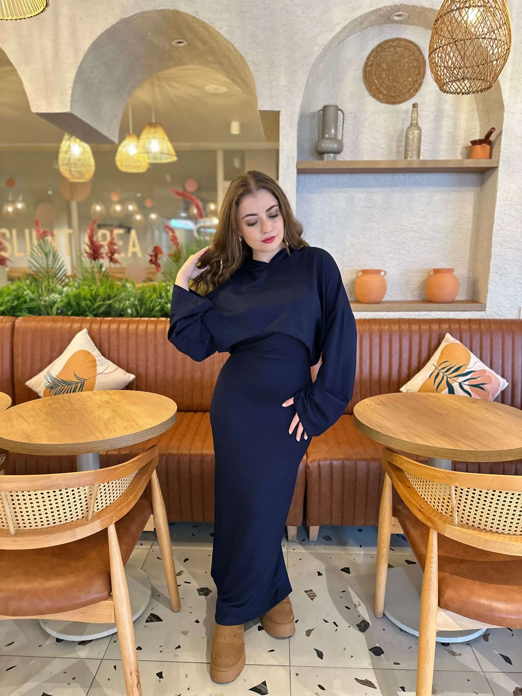 OYS Kapşonlu Elbise - Lacivert