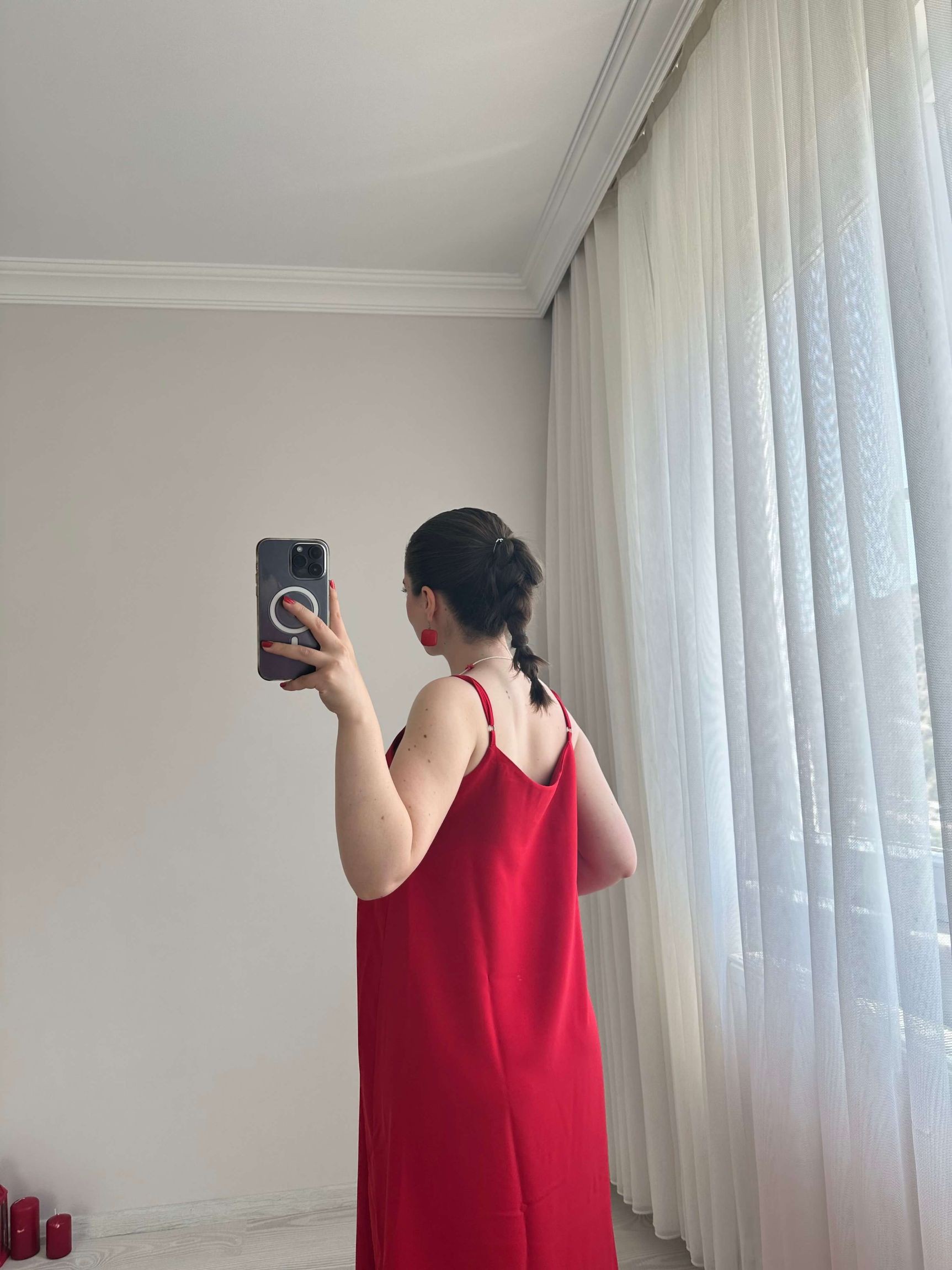 Tensel Kumaş Askılı Elbise