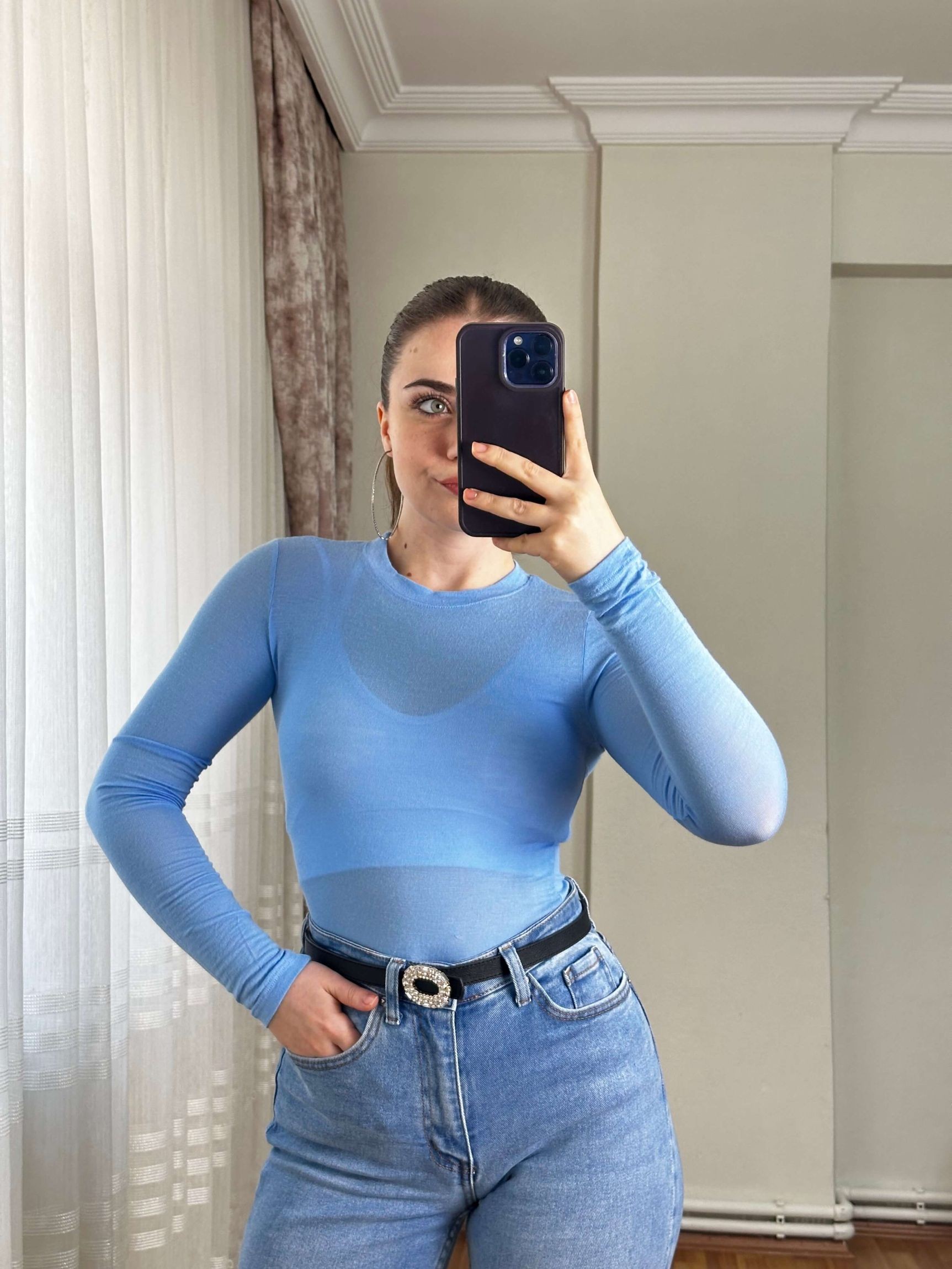 Oys Etiketli Transparan Body - Mavi