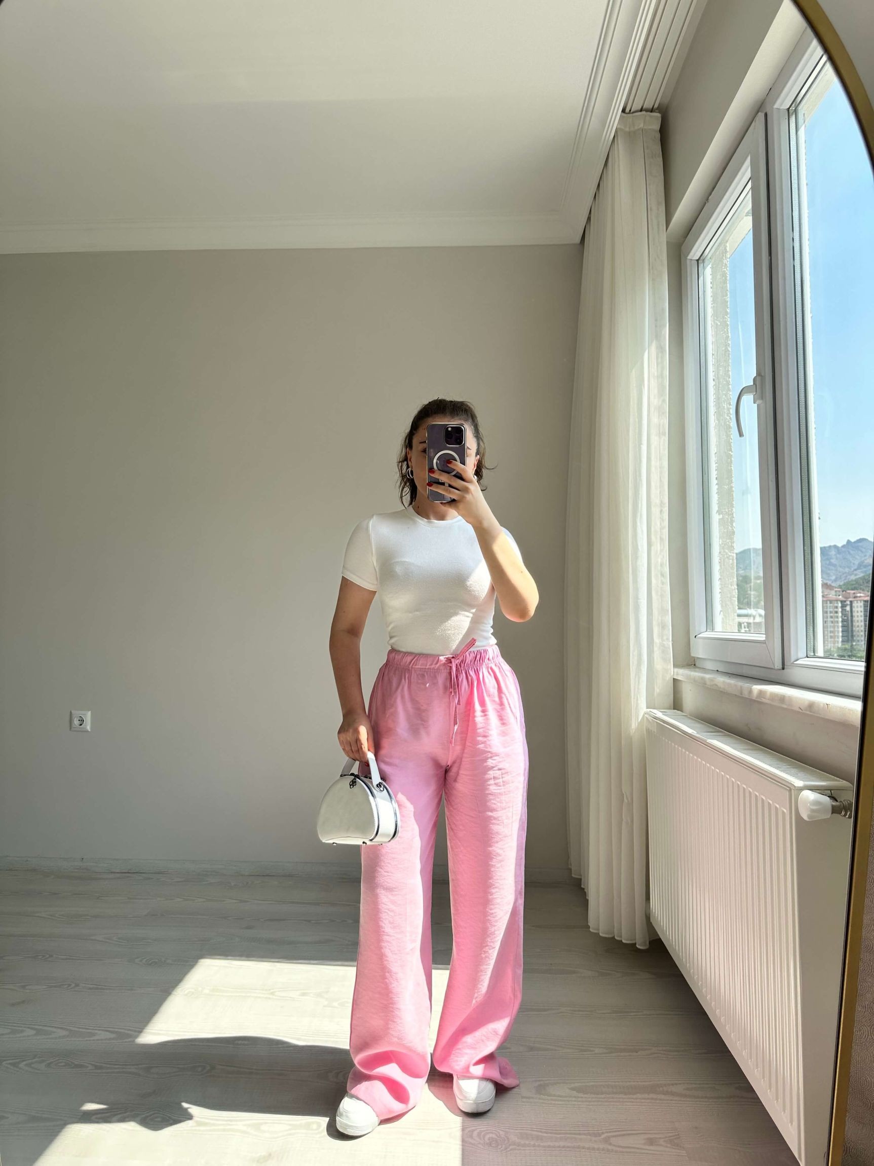 Modal Kumaş Cepli Pantolon - Pembe
