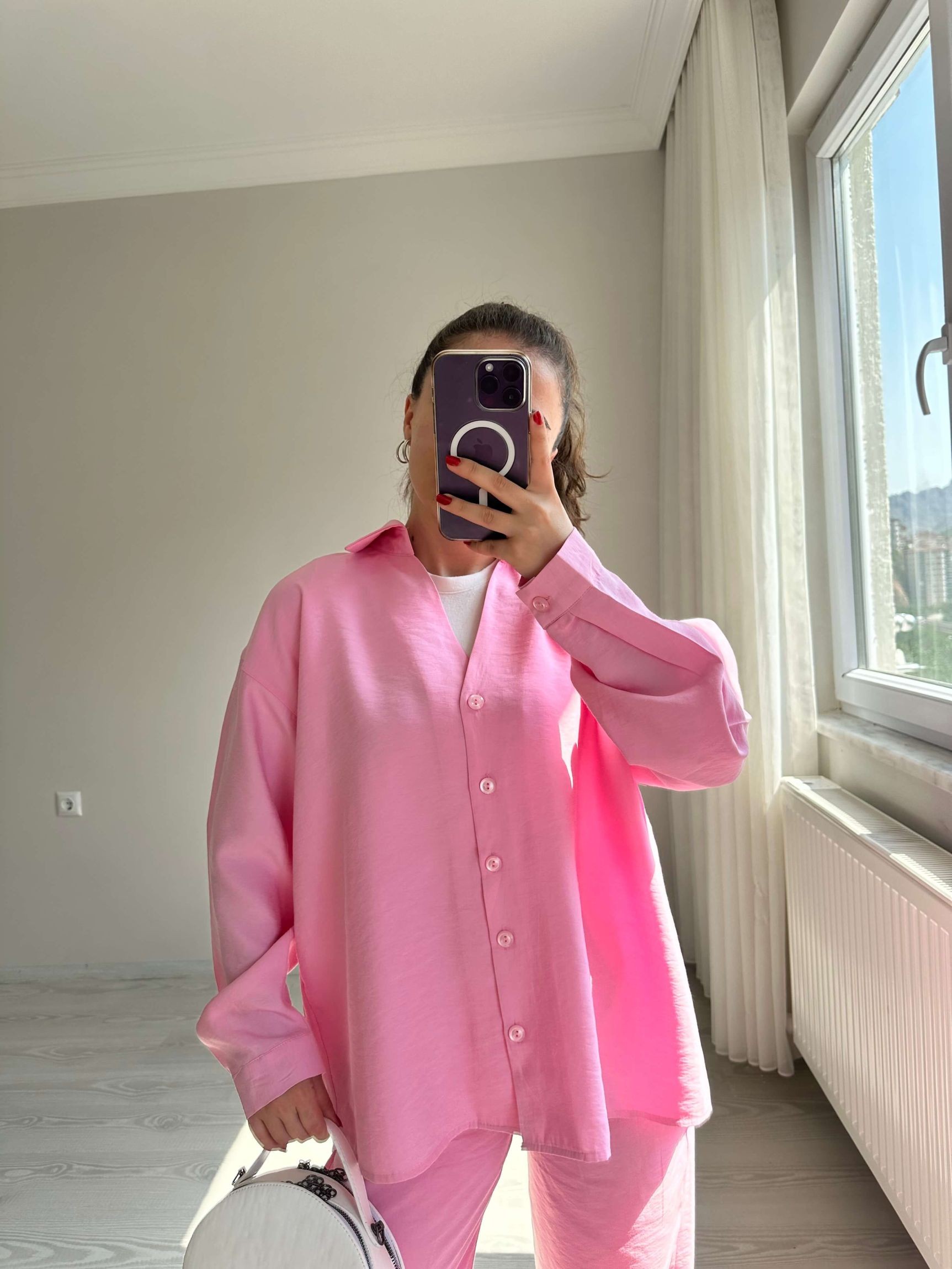 Modal Kumaş Gömlek - Pembe