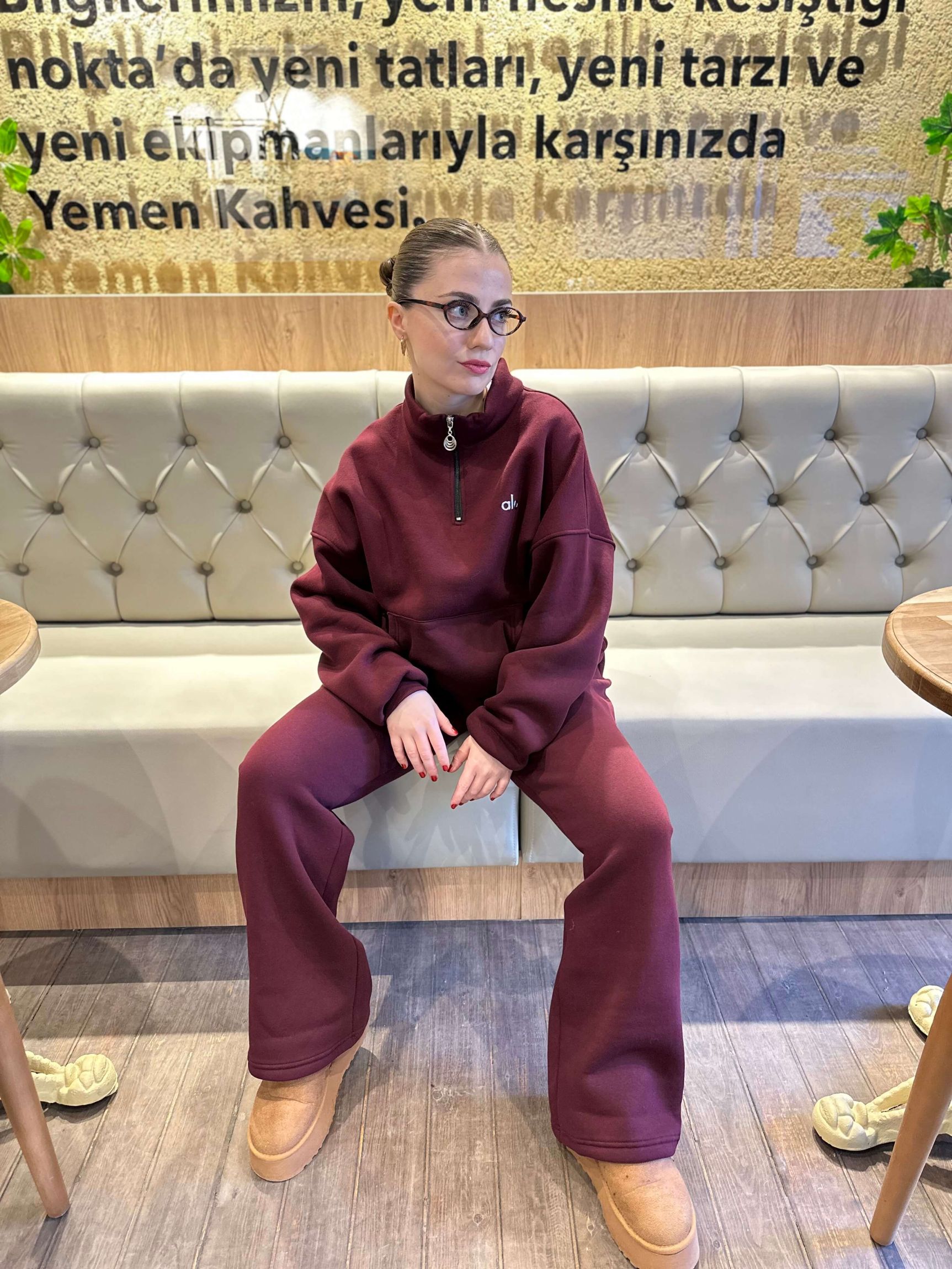 ALO Üç İplik Eşofman Takımı - Bordo