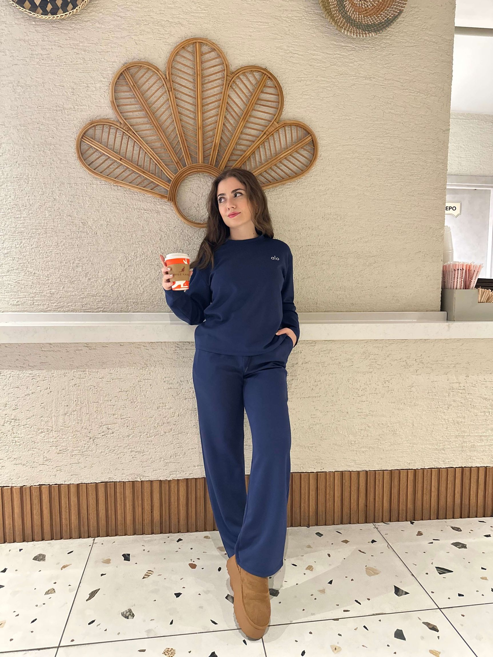 ALO Etiketli Likralı İkili Takım - Lacivert