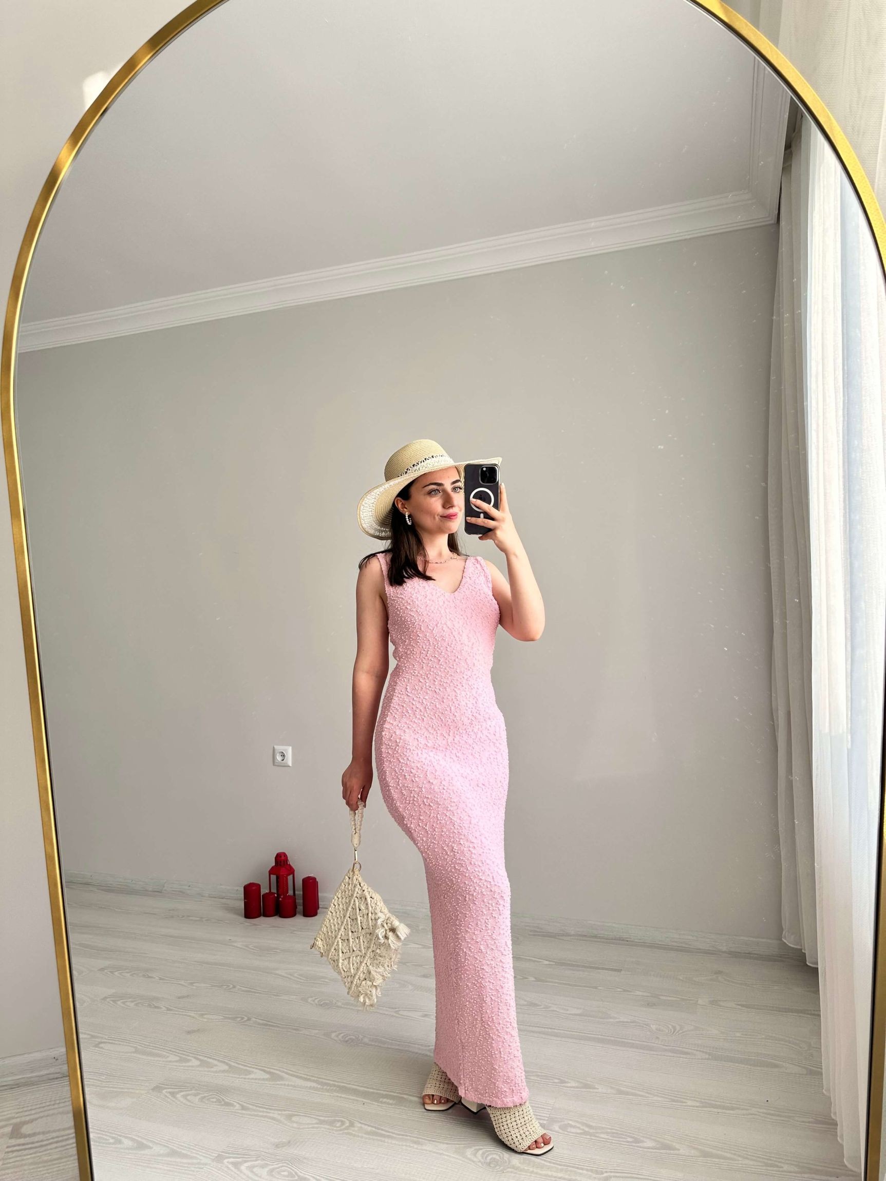 Yazlık Triko Elbise - Pembe