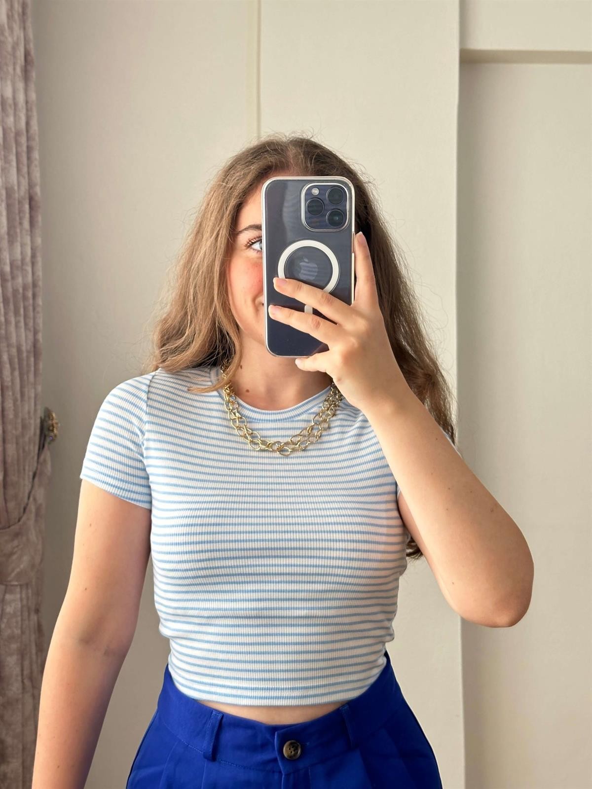 Kaesta Likralı Çizgili Crop