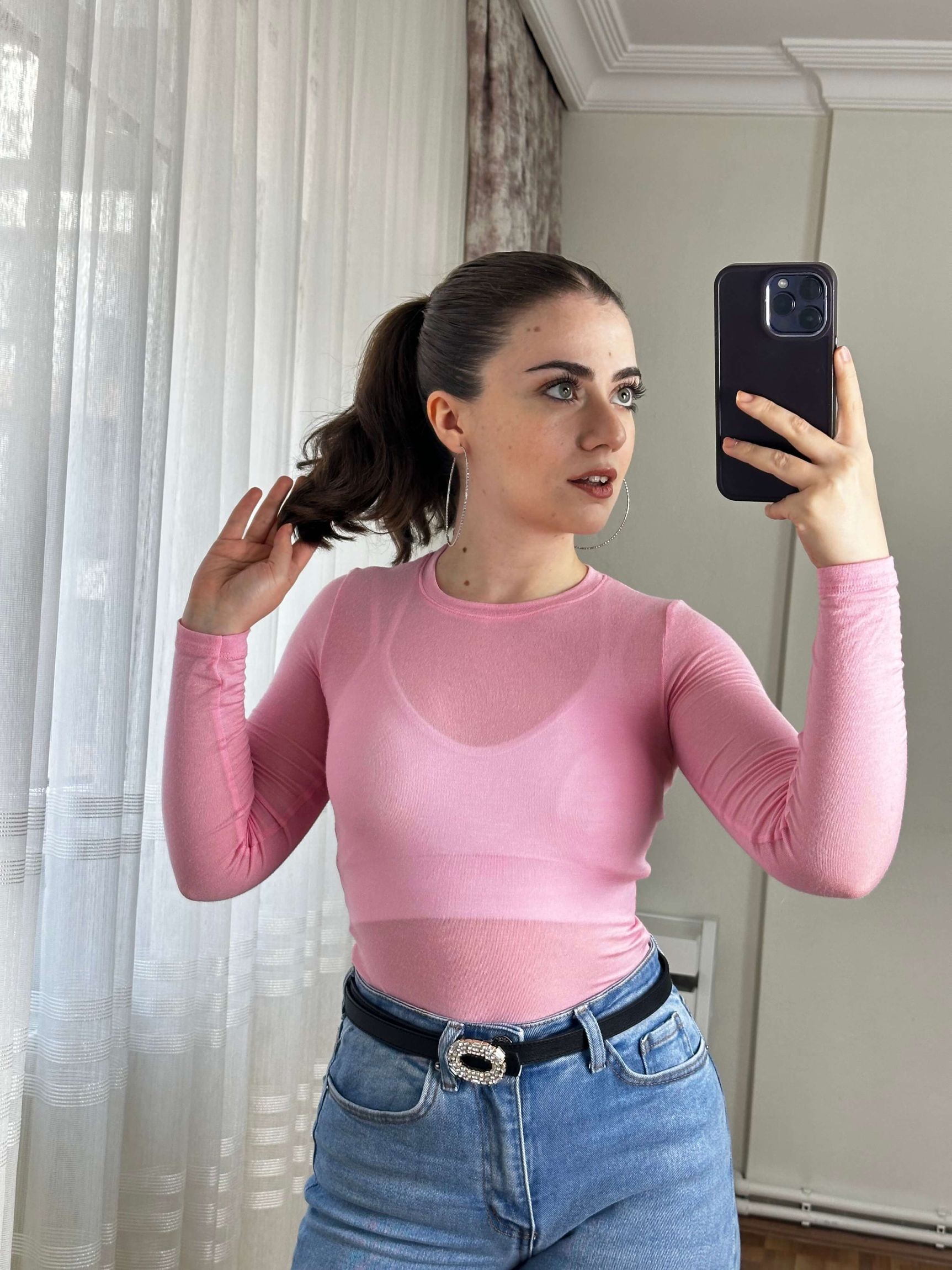 Oys Etiketli Transparan Body - Pembe