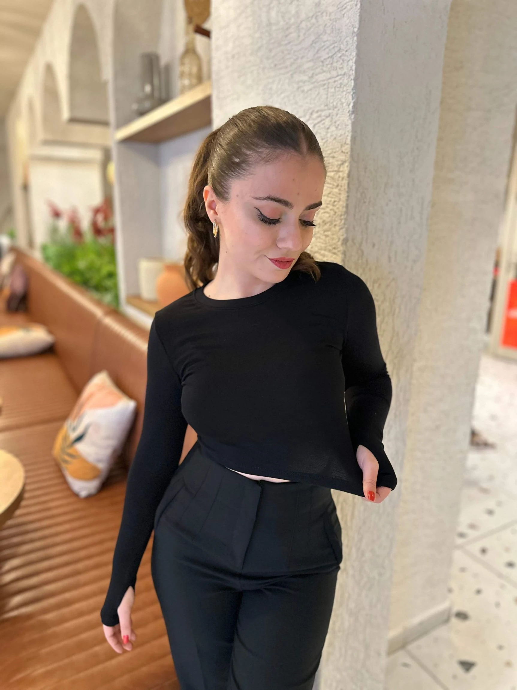 OYS Etiketli Parmak Geçmeli Crop