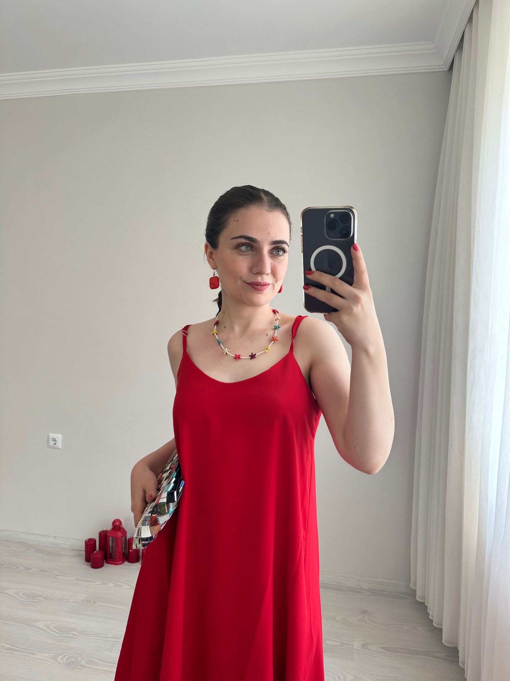 Tensel Kumaş Askılı Elbise
