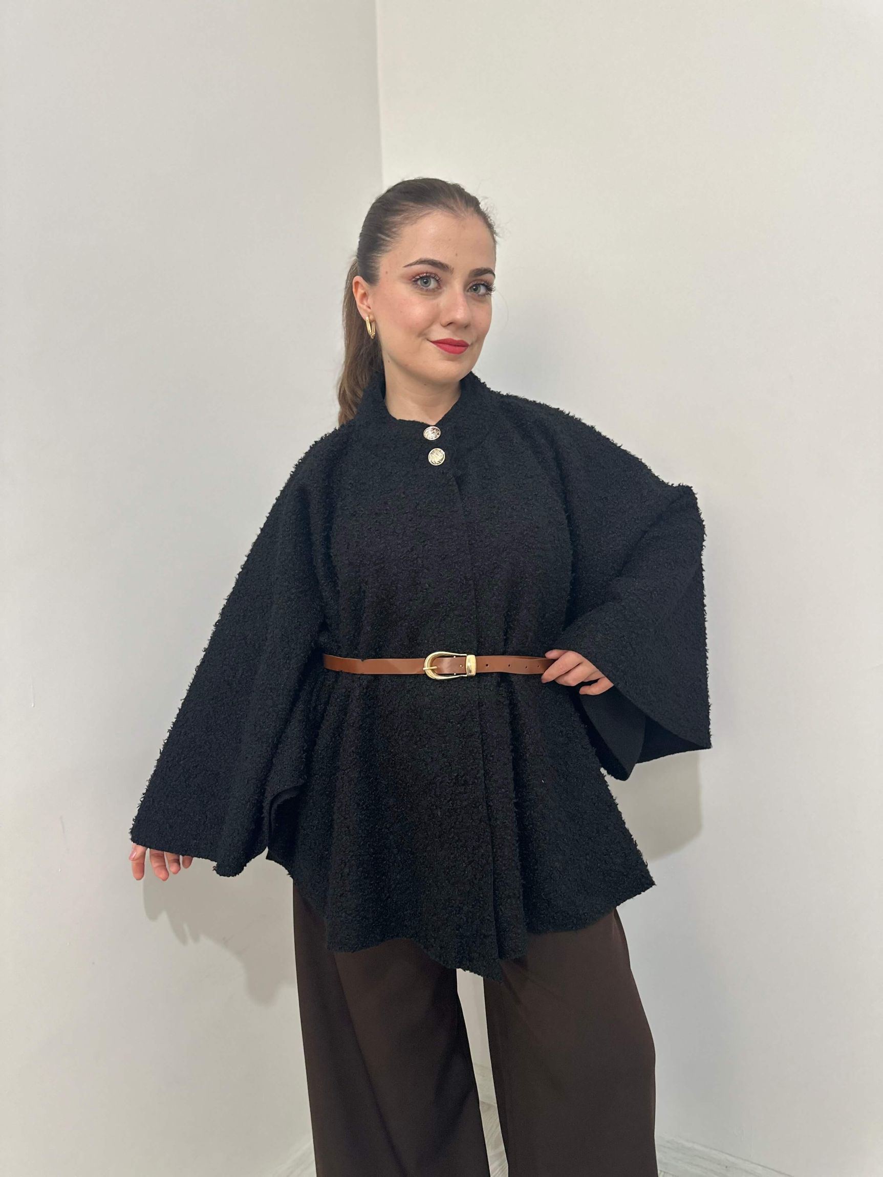 Buklet Kemerli Panço  - Siyah