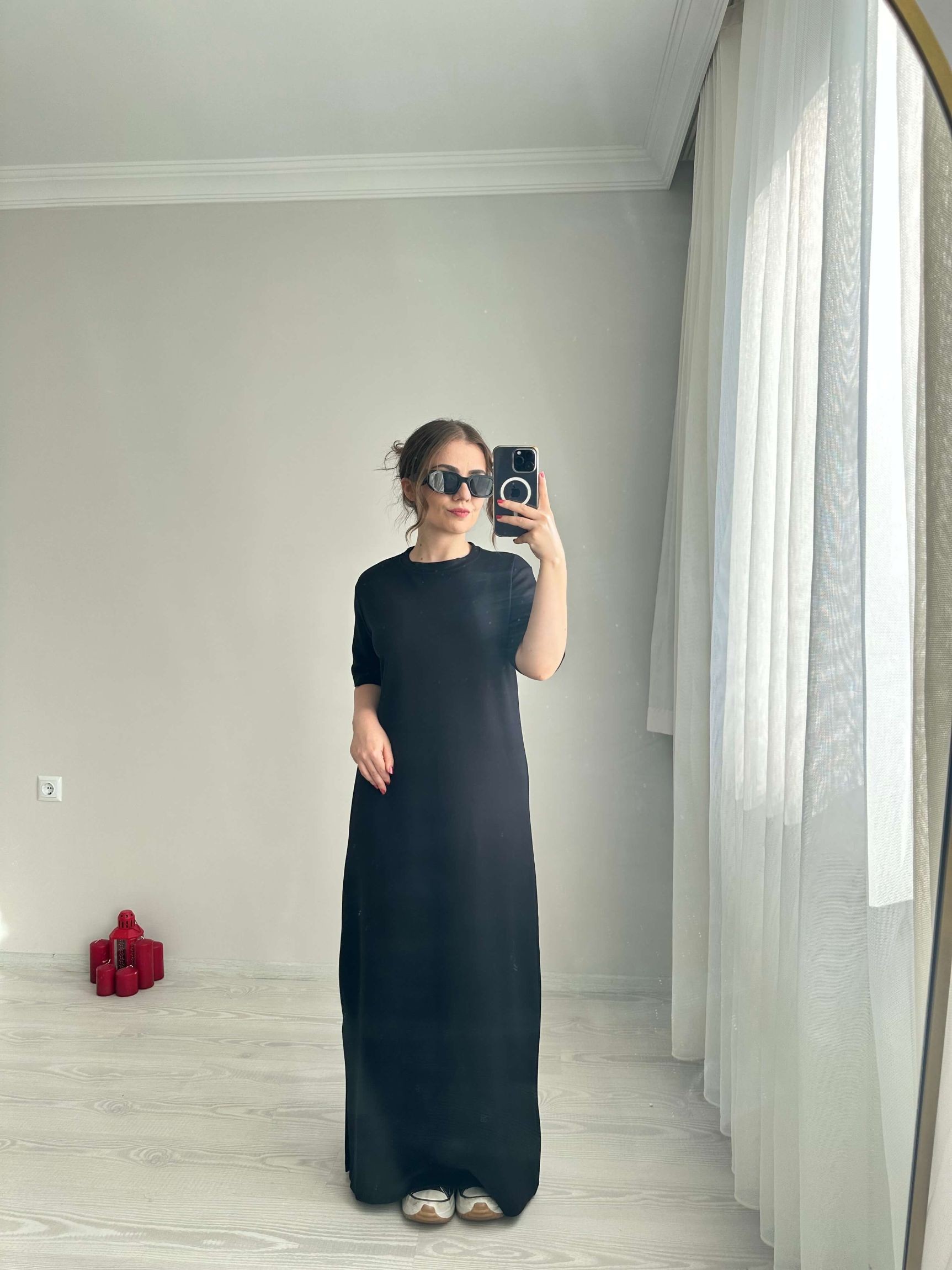 Soft Modal Kumaş Likralı Elbise - Siyah
