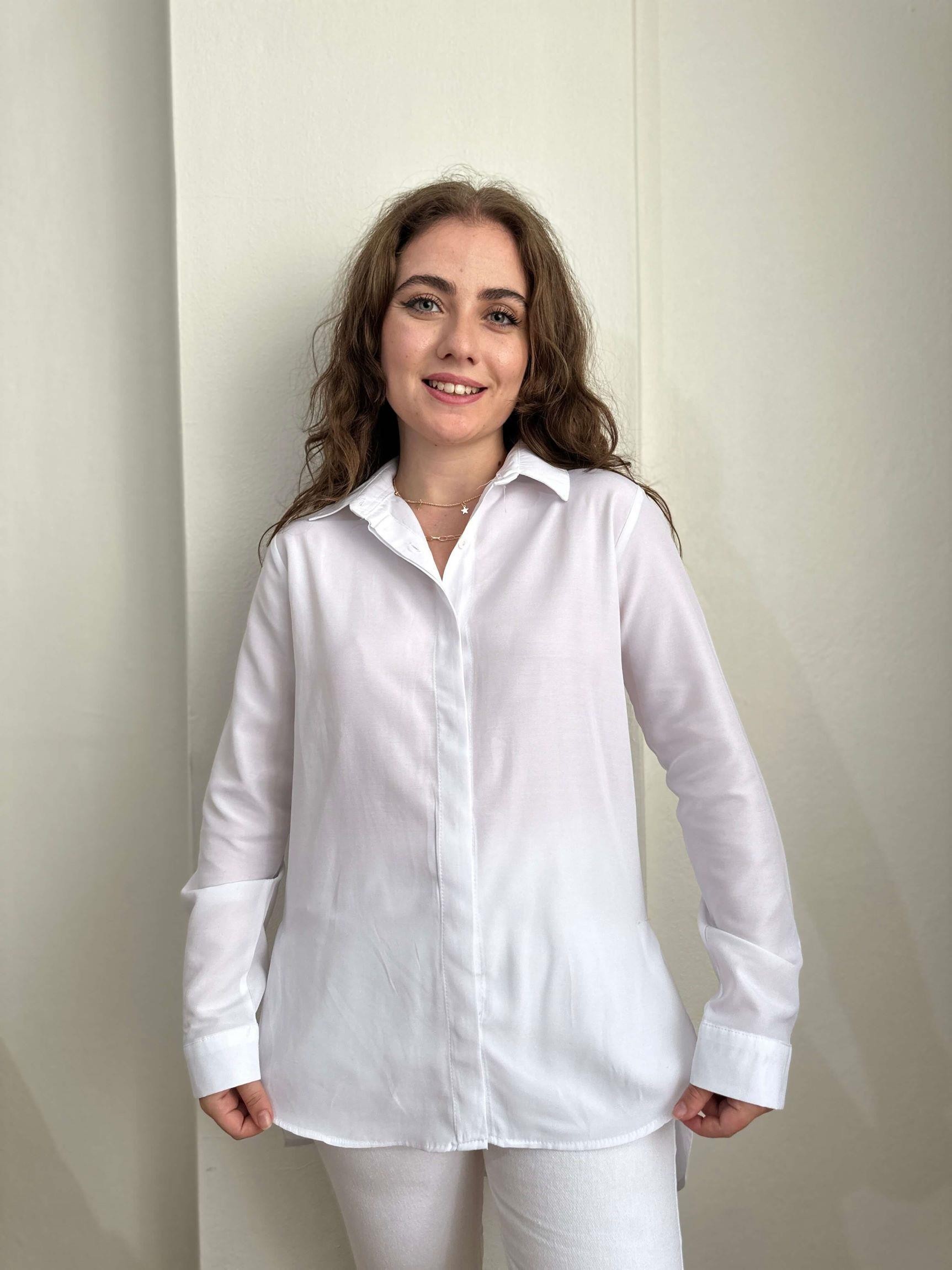 Kaesta Poplin Kumaş Beyaz Gömlek