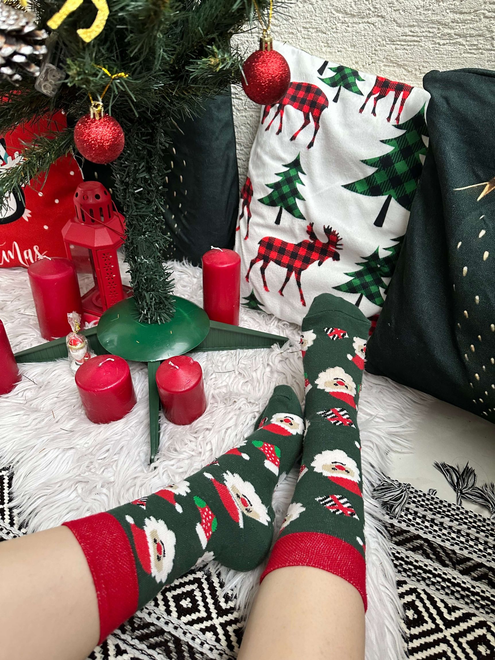 Yeşil Noel Baba Temalı Çorap