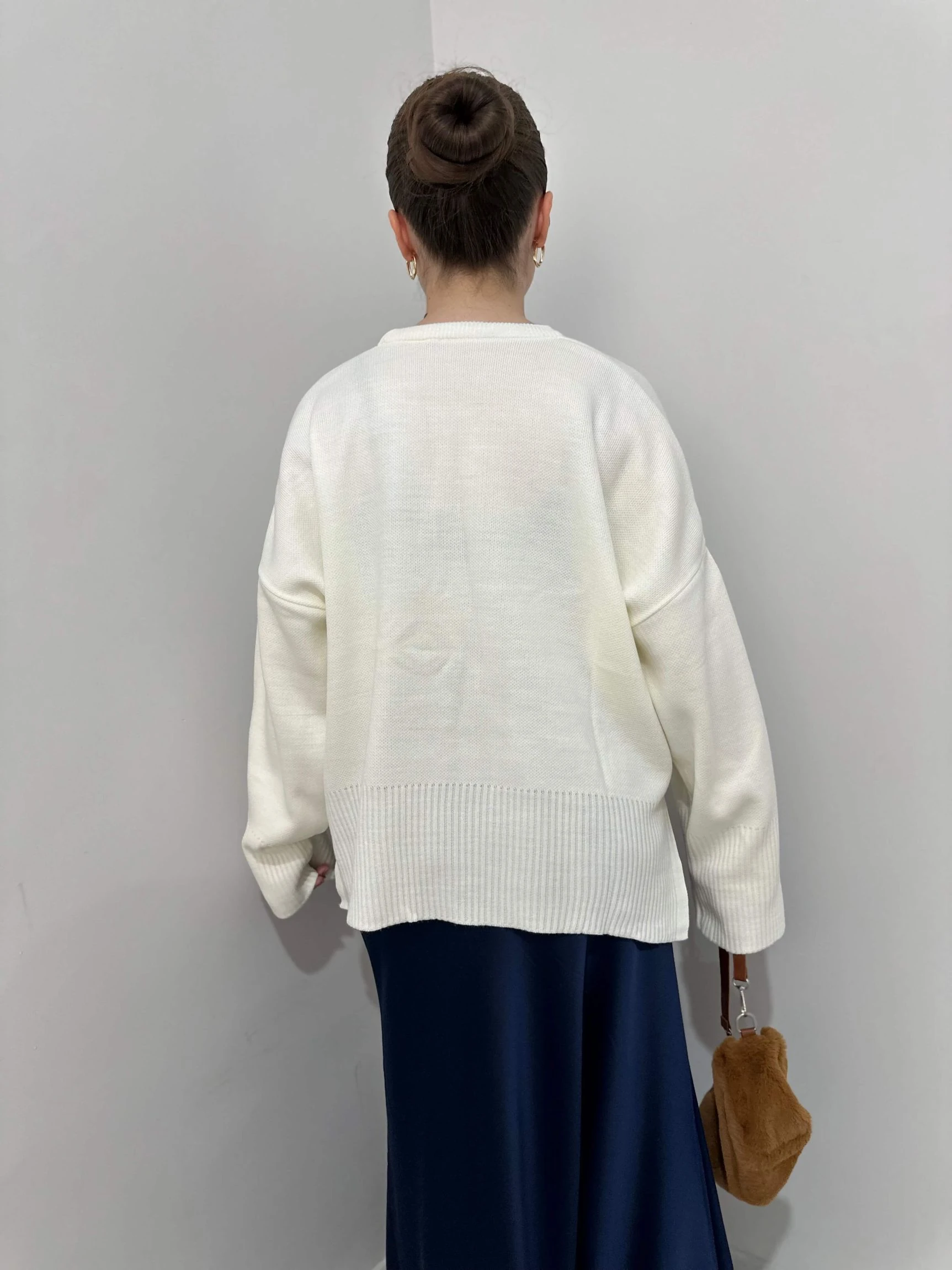 Ayıcık Baskılı Triko Kazak