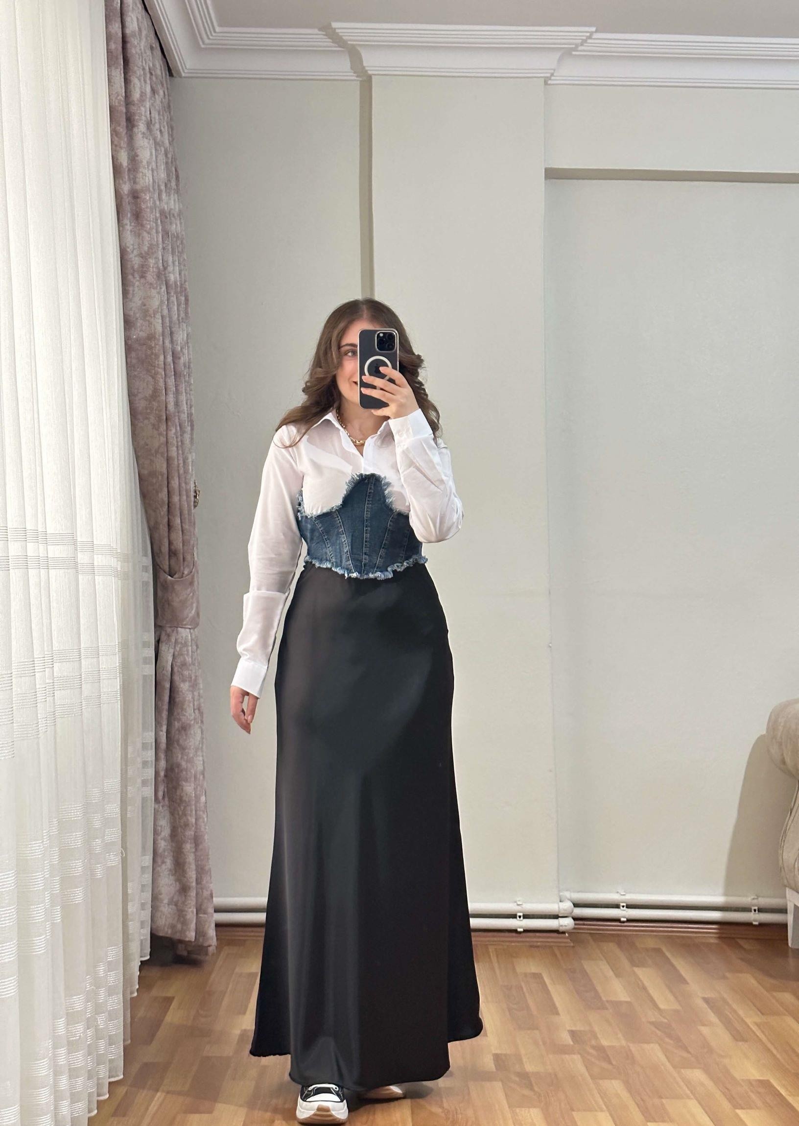 Kaesta Maxi Boy Saten Etek- SİYAH