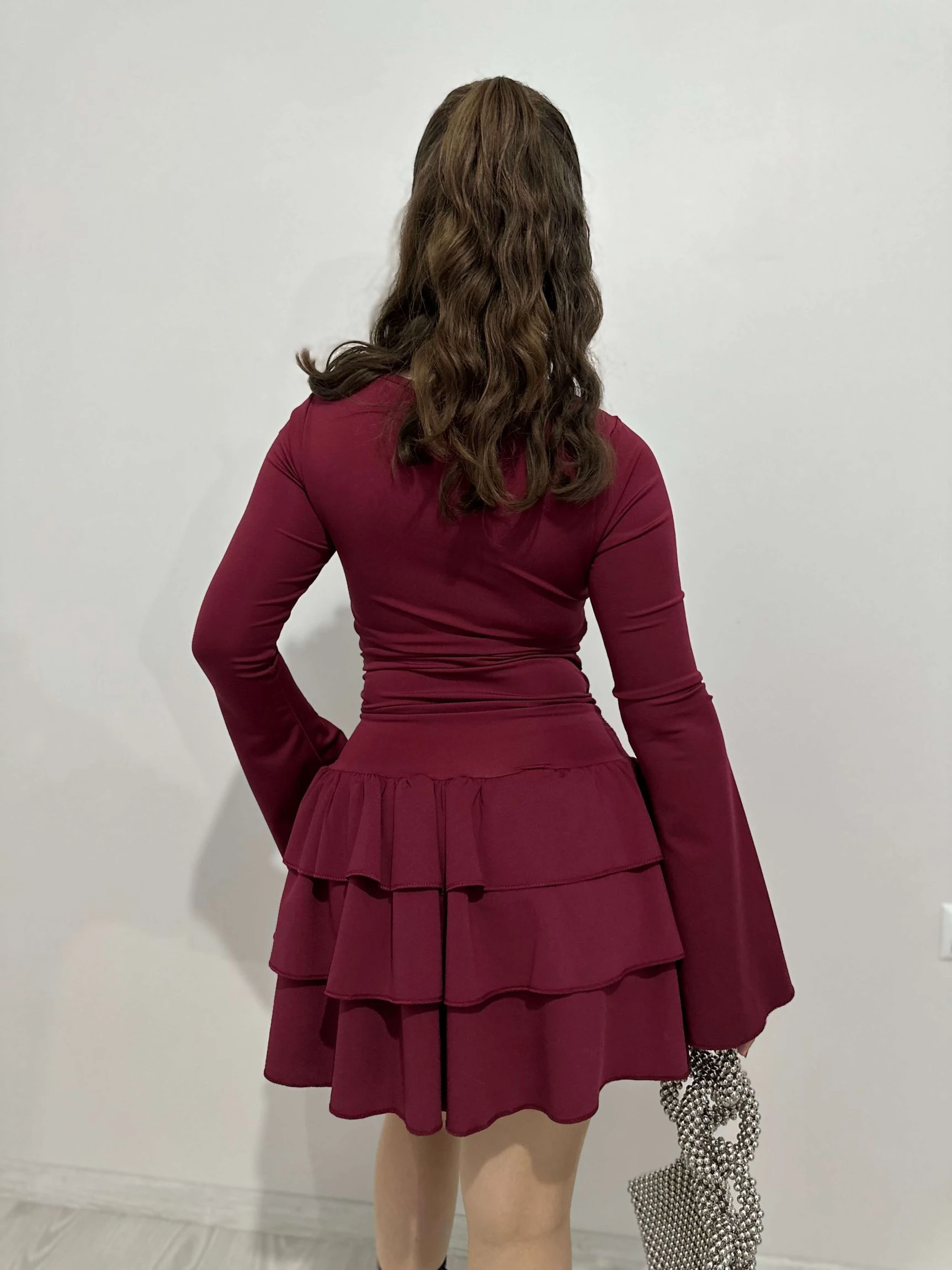 Eteği Kat Kat Kısa Elbise