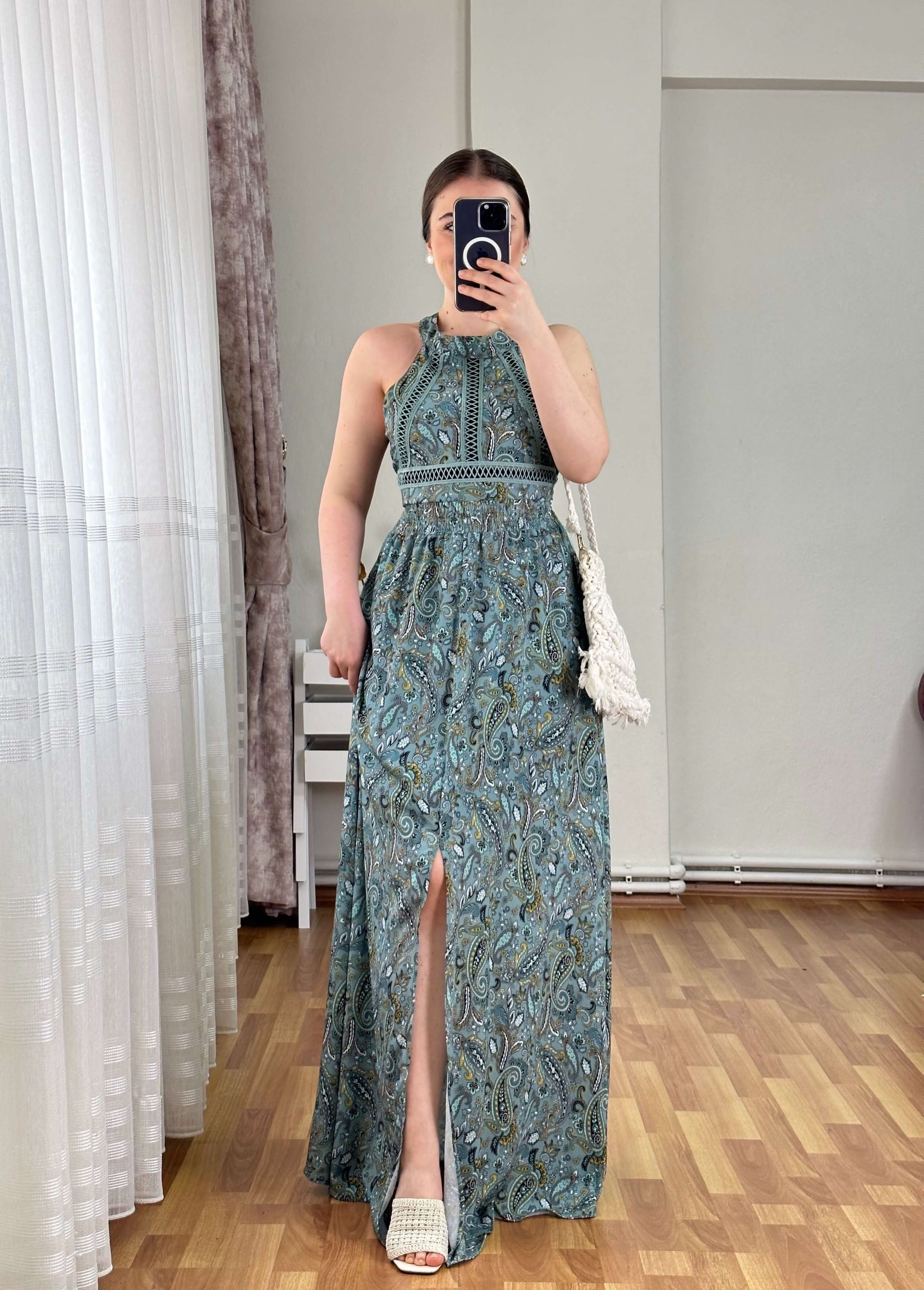 Kaesta Sırtı Açık Maxi Boy Astarlı Elbise