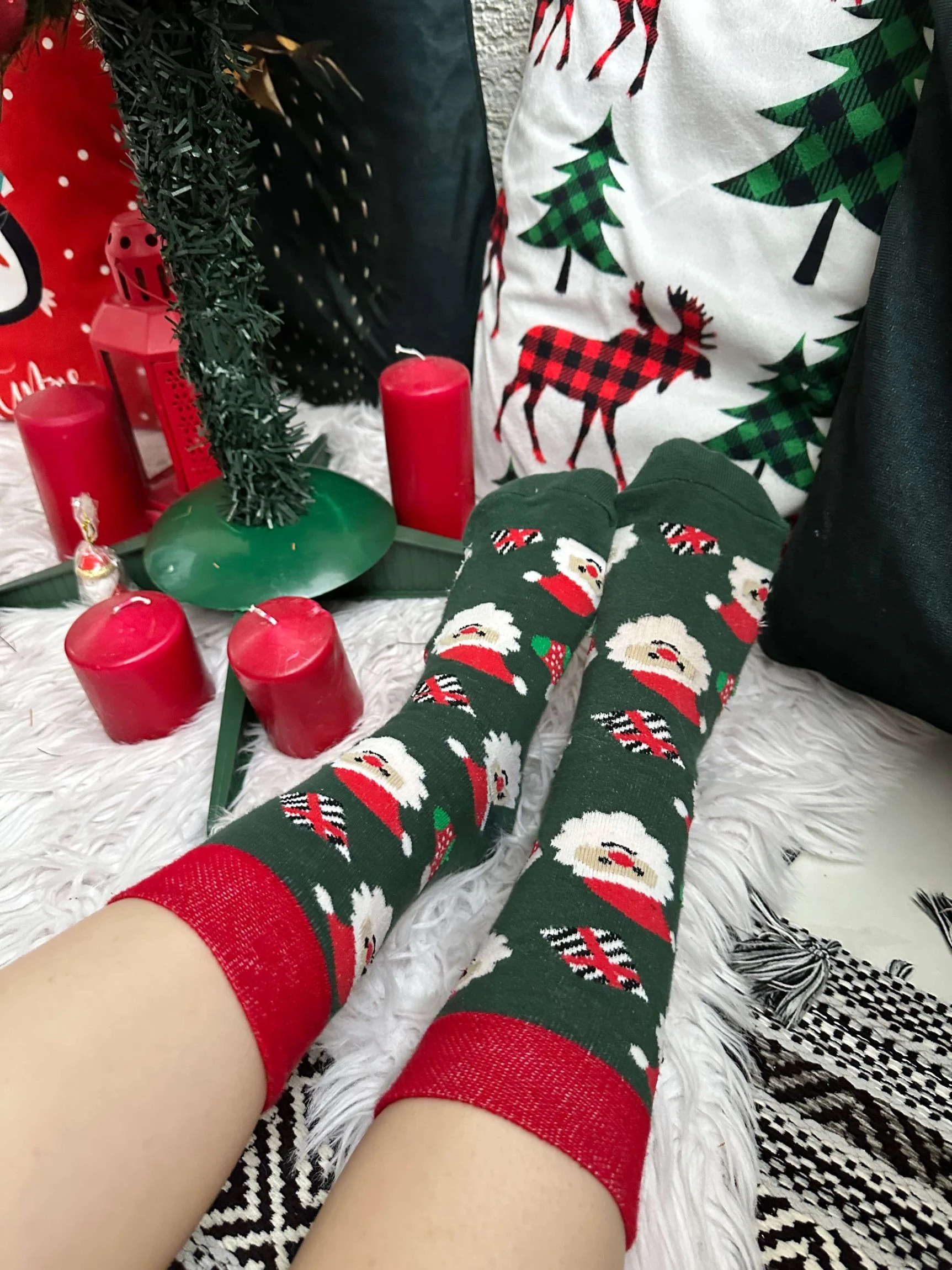 Yeşil Noel Baba Temalı Çorap