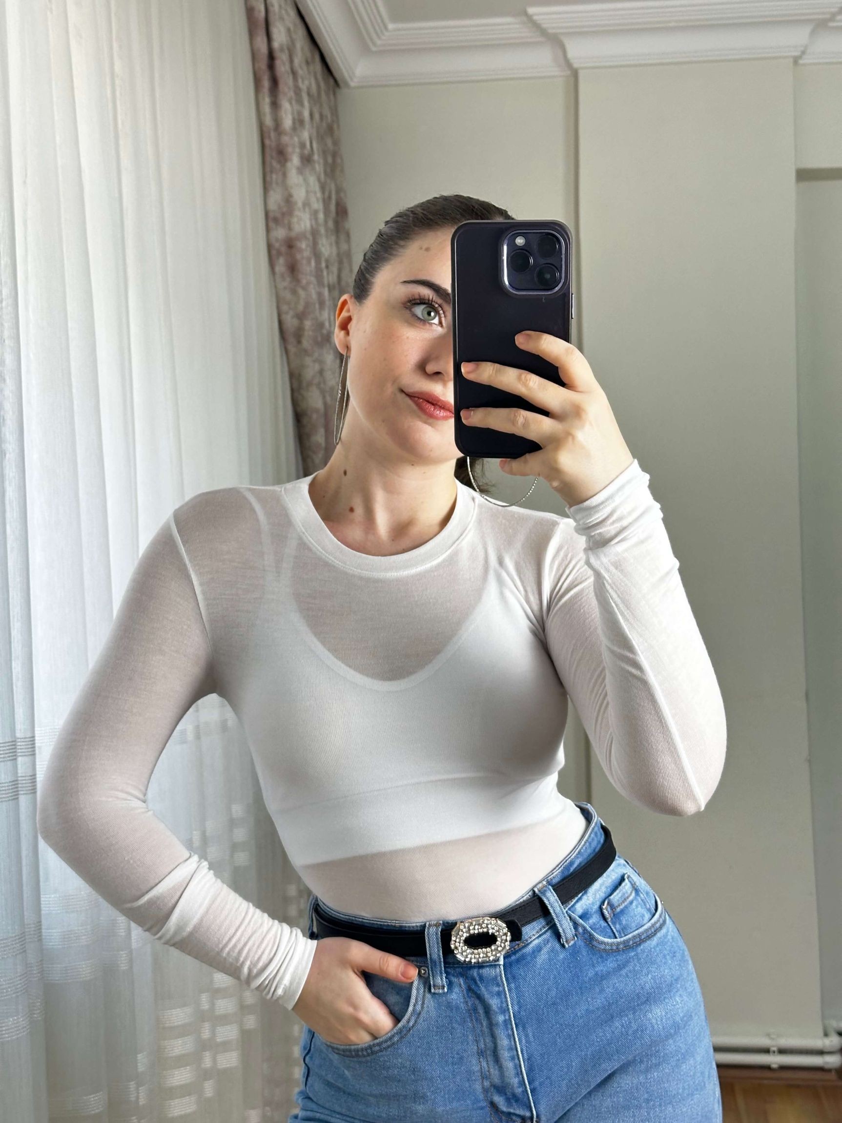Oys Etiketli Transparan Body - Beyaz