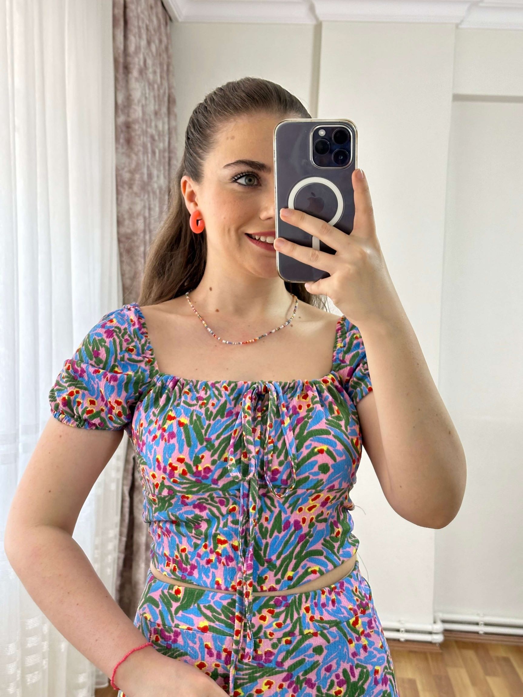 Gofre Kumaş Crop Etek Takım